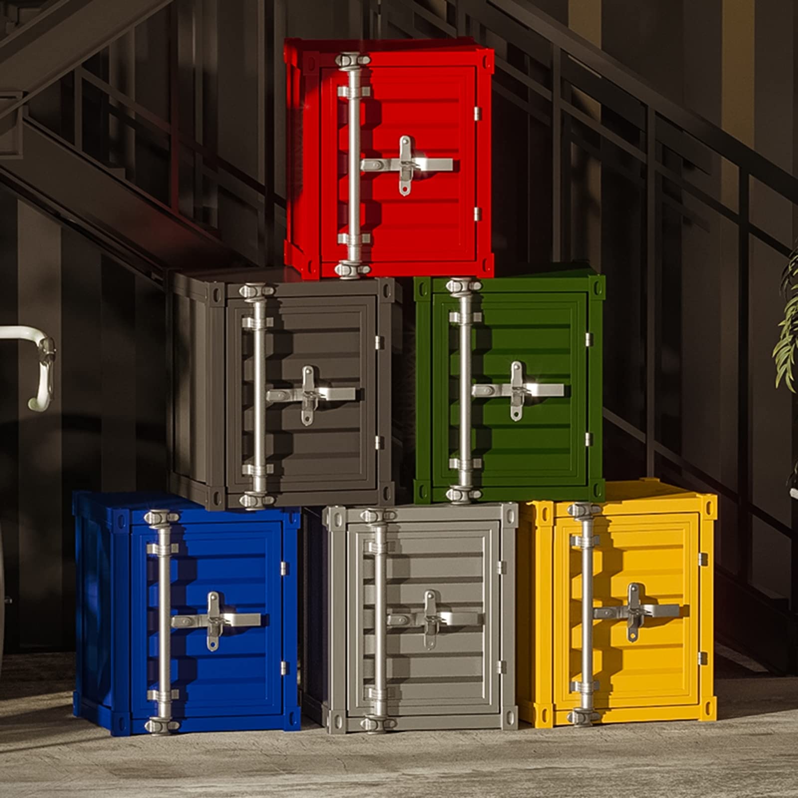 Industrial Style Small Coffee Table - Metal Wrought Iron Locker Bedside Table with Decorative Cabinet, Green | Perfect for Bedroom, Living Room & Office Decor
