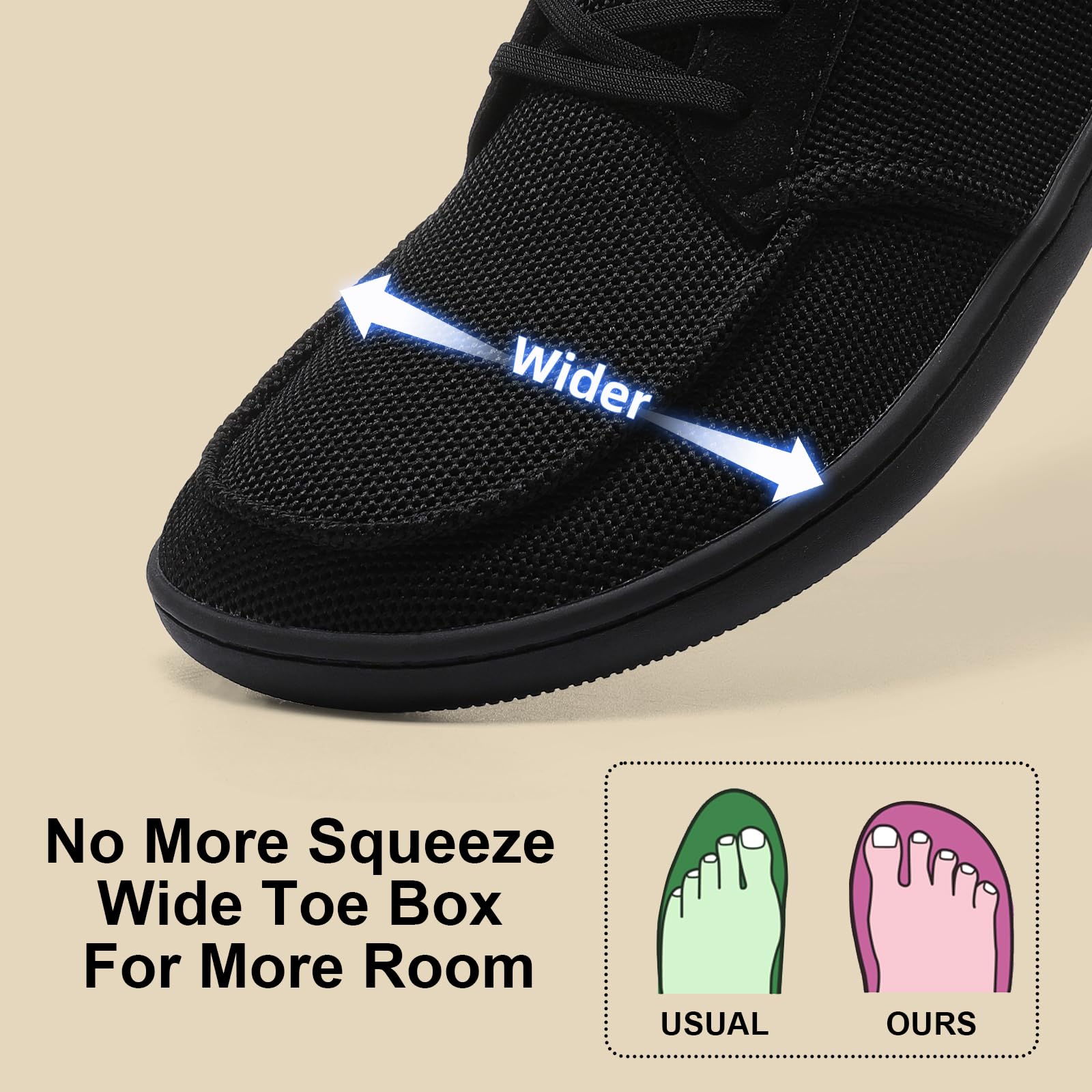 Men's Barefoot Wide Toe Box Shoes - Minimalist Zero Drop Sole Slip-On Walking Shoes for Men | Extra Wide Comfort for Natural Movement | Perfect for Hiking, Gym Workouts & Everyday Wear