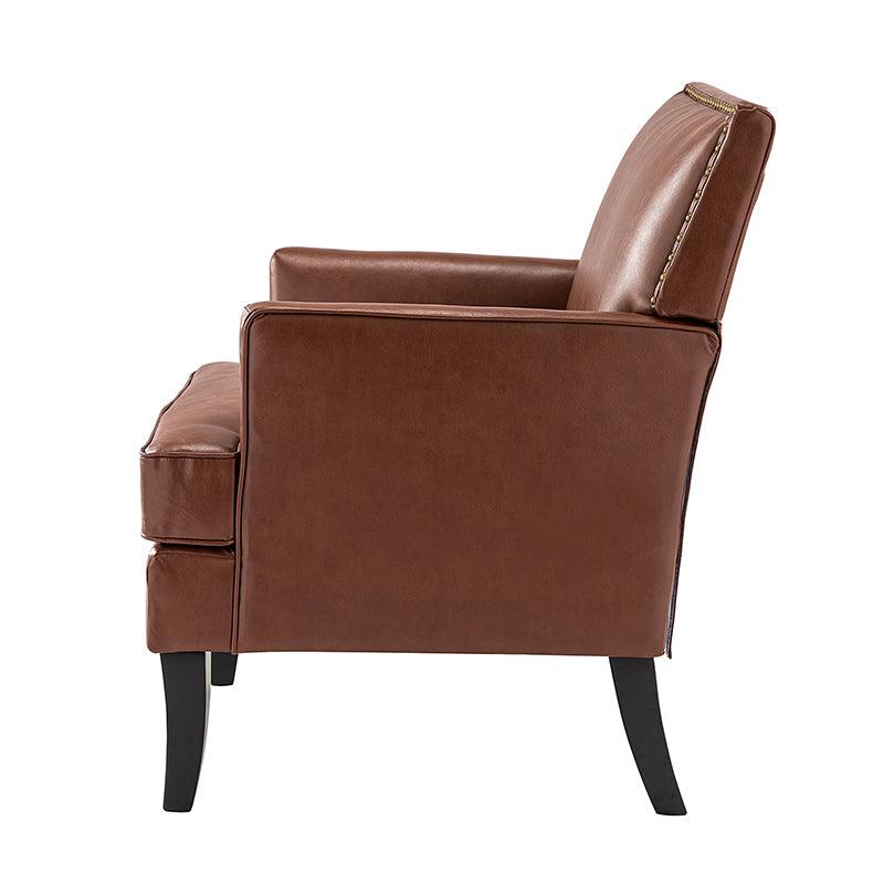 Fatima Vegan Leather Armchair - Modern PU Leather Lounge Chair for Living Room, Office & Bedroom - Eco-Friendly Faux Leather Accent Chair with Sturdy Metal Legs
