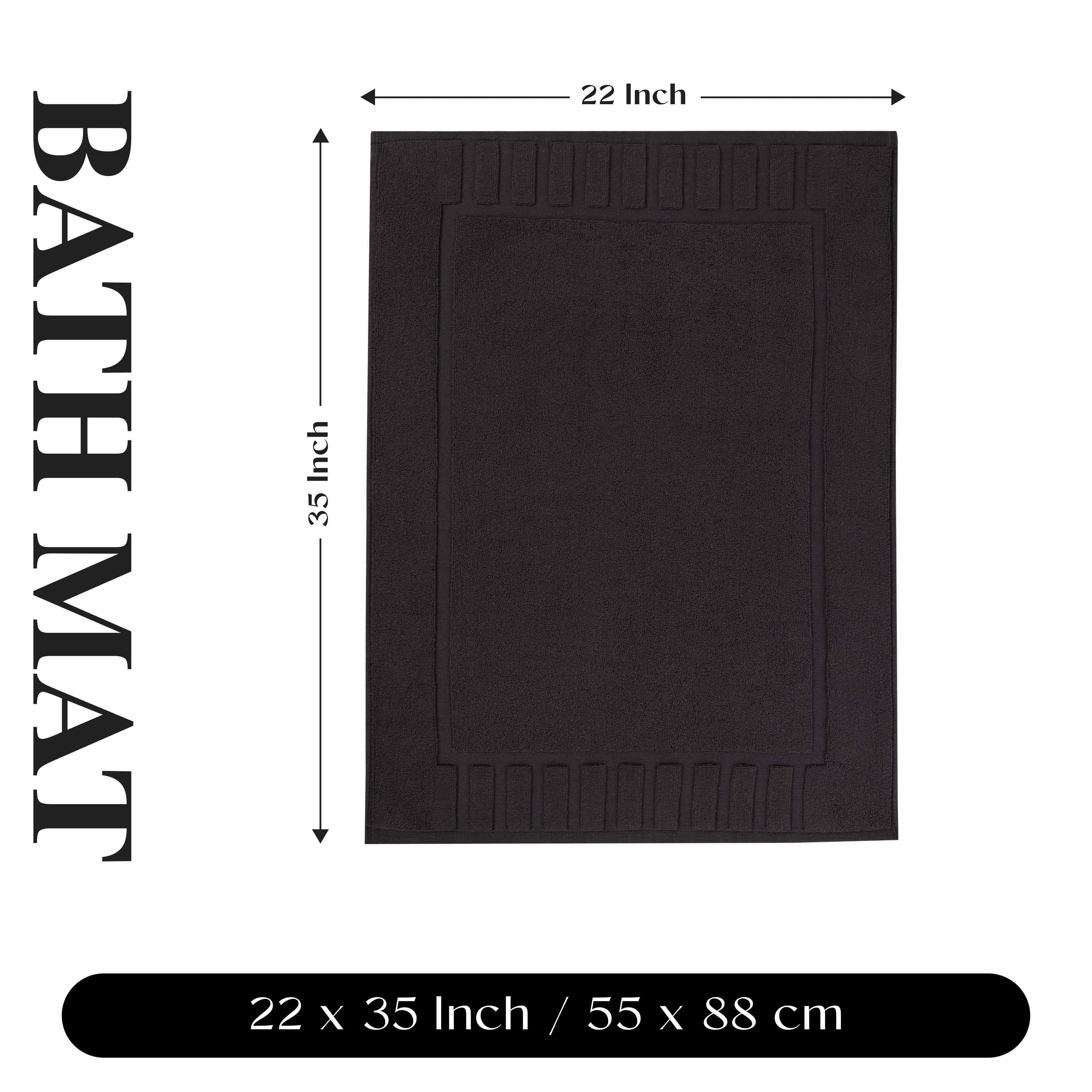 Premium Cotton Modern Geometric Border Absorbent Bath Mat Set of 2 - Non-Slip Soft Bathroom Rug for Bathroom Floor, Shower, Vanity Area - Home Decor Essentials
