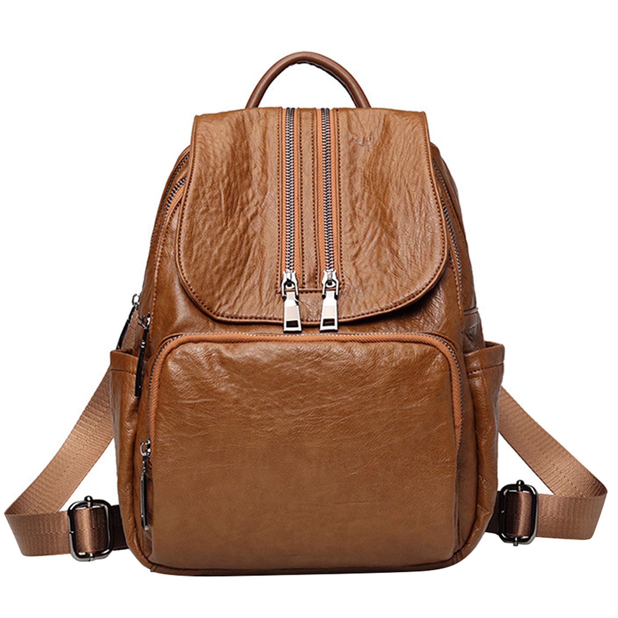 Aerusi Men's Faux Leather Backpack Purse - Stylish Casual Shoulder Bag for School, Work & Travel - Brown Rucksack for Gentlemen | Perfect for Daily Commute, College Campus & Business Trips