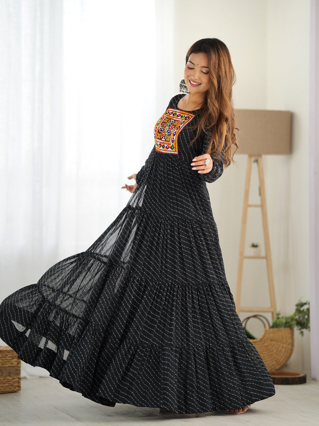 Elegant Black Premium Festive Long Gown with Intricate Embroidery - Perfect for Weddings, Parties & Special Occasions