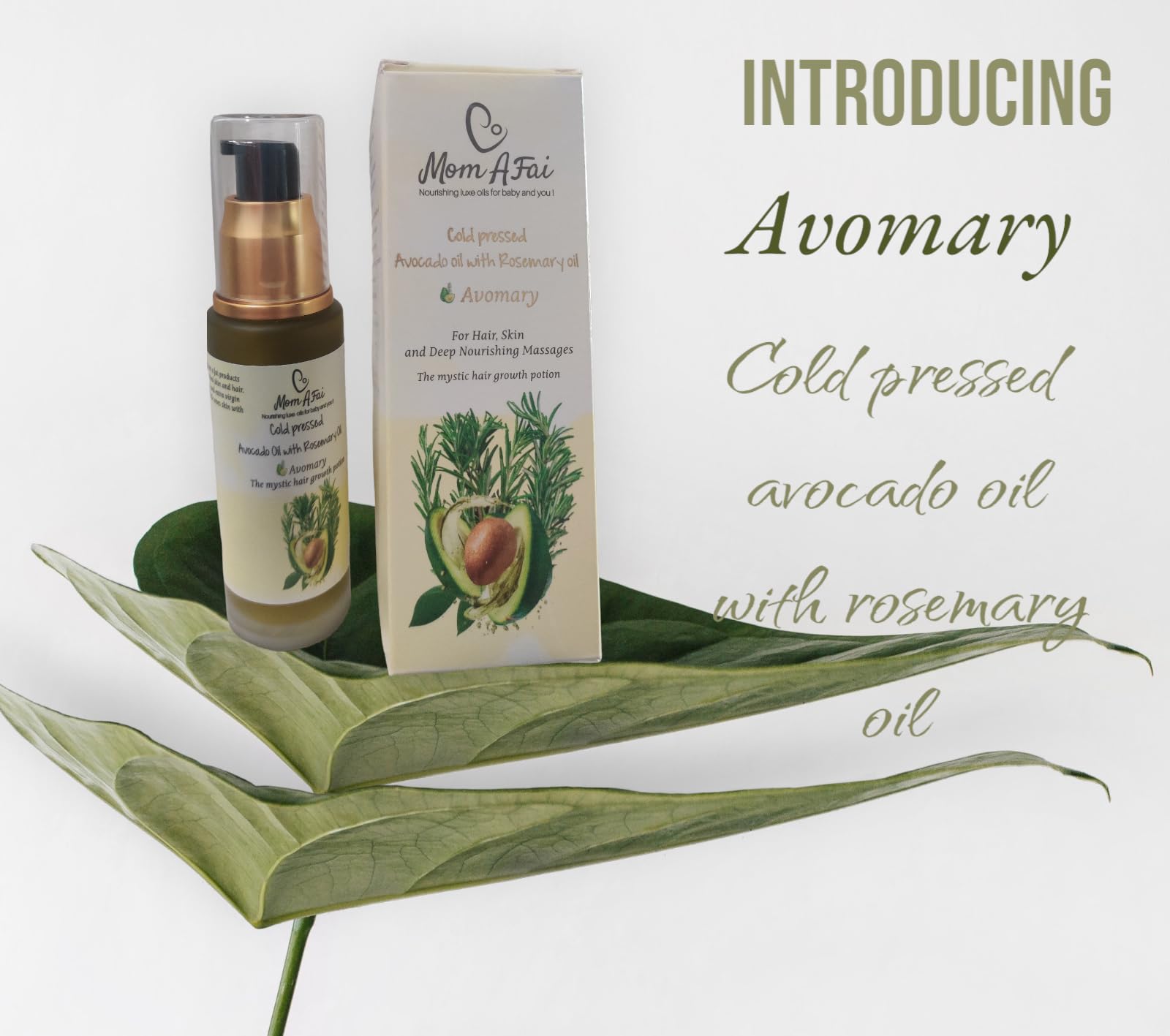 Cold Pressed Avocado Oil with Rosemary Oil for Hair Growth & Hair Fall Control - Natural Hair Nourishment & Moisturizer for Hair, Skin & Body (50ml) | Perfect for Daily Hair Care, Scalp Massage & DIY Beauty Treatments