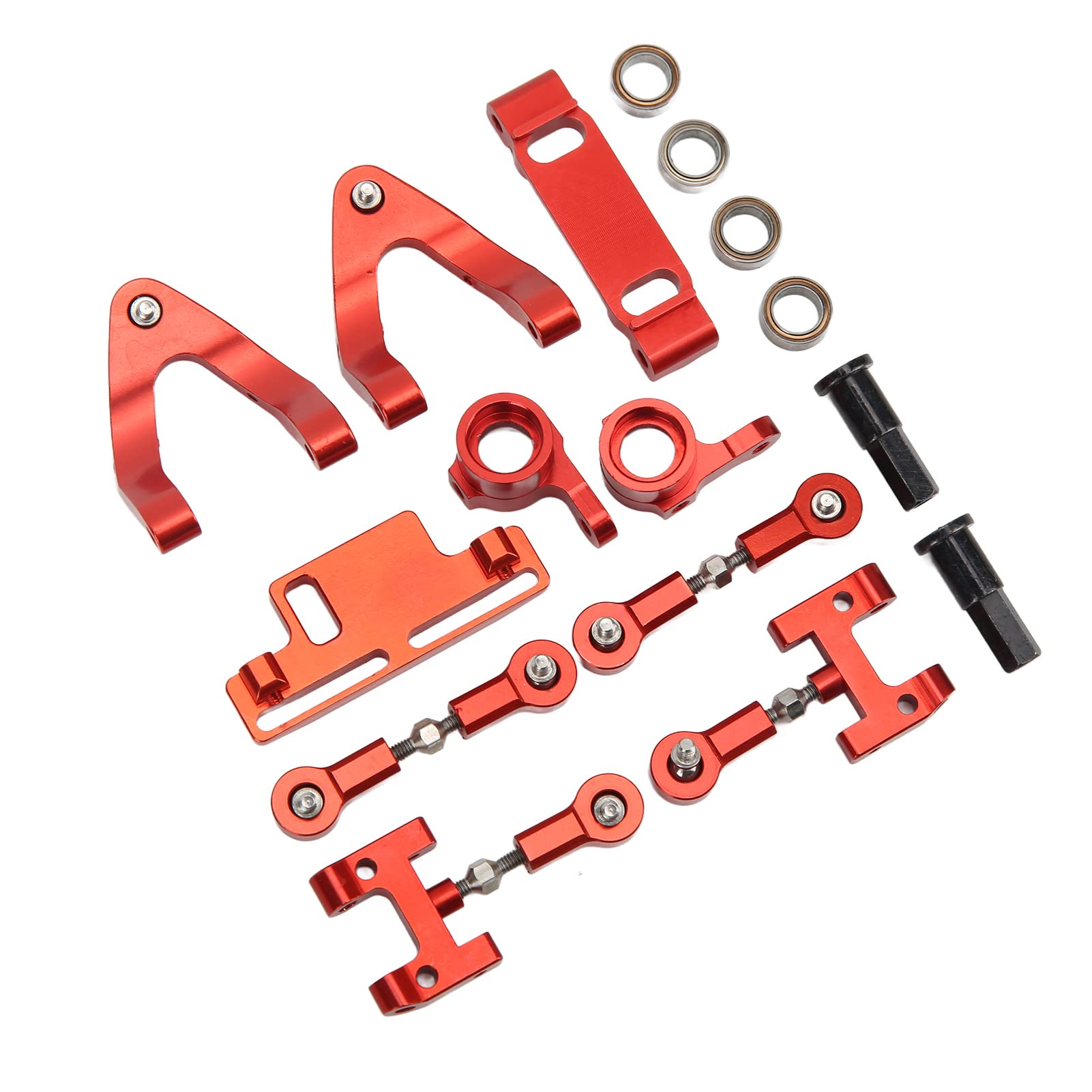 SUNGOOYUE RC Car Metal Upgrade Parts Set - Upper & Lower Suspension Arm, Steering Cup, Hex Adapter for WPL D12 RC Cars (Red) | Off-Road Racing, Crawling, DIY RC Vehicle Maintenance