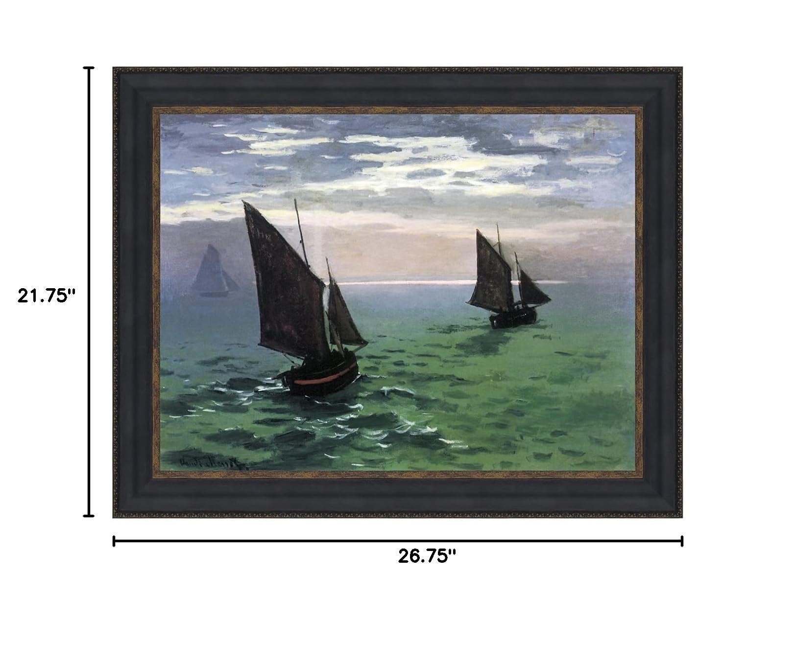 Design Toscano Fishing Boats at Sea 1868 - Hand-Painted Canvas Art Reproduction - Medium Size Wall Decor for Living Room, Bedroom & Office