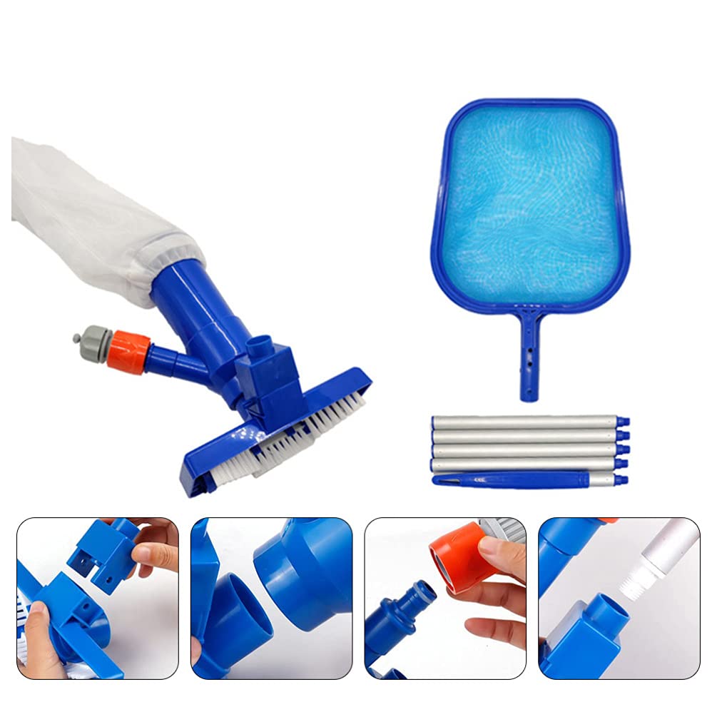 DOITOOL Pool Cleaning Kit - 5-in-1 Swimming Pool Leaf Skimmer Net with Hand Vacuum, Plastic Swing Cleaner for In-Ground & Above Ground Pools - Perfect for Removing Leaves, Debris, and Maintaining Crystal Clear Water