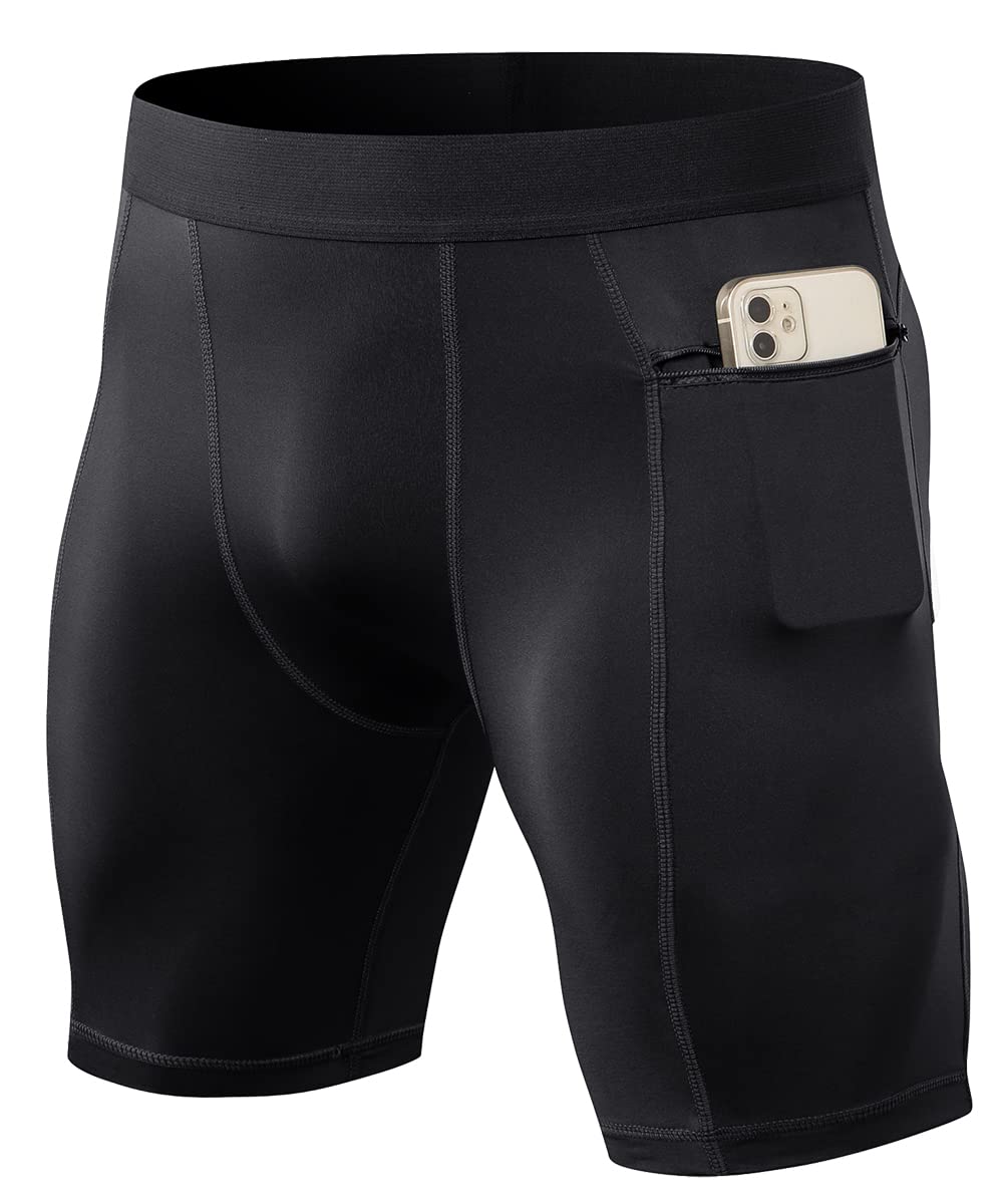 Men's Compression Shorts with Pockets - Moisture Wicking Running & Workout Shorts for Athletic Performance - Gym, Cycling, Basketball Activewear Underwear