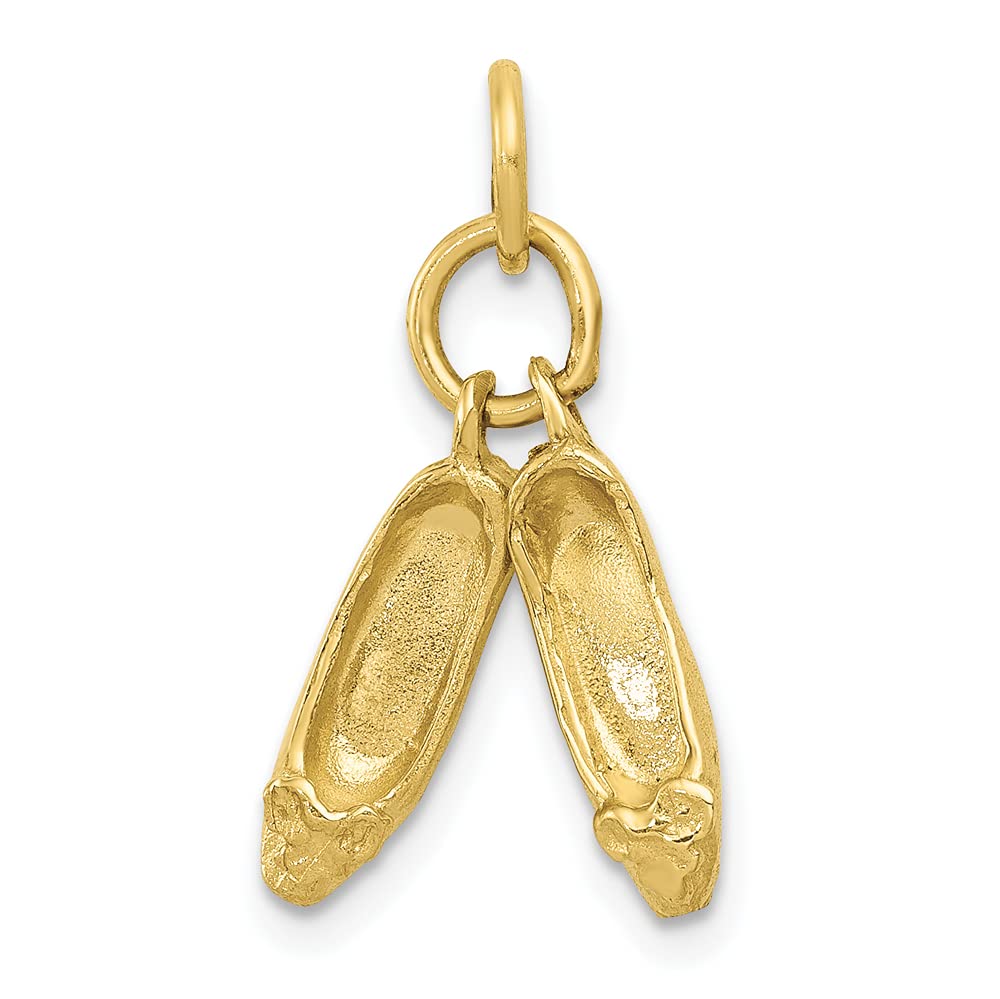 10K Yellow Gold Ballet Slippers Charm - Elegant Jewelry Gift for Dancers, Ballerinas & Dance Lovers - Perfect for Necklaces, Bracelets & Dance-Themed Jewelry Collections