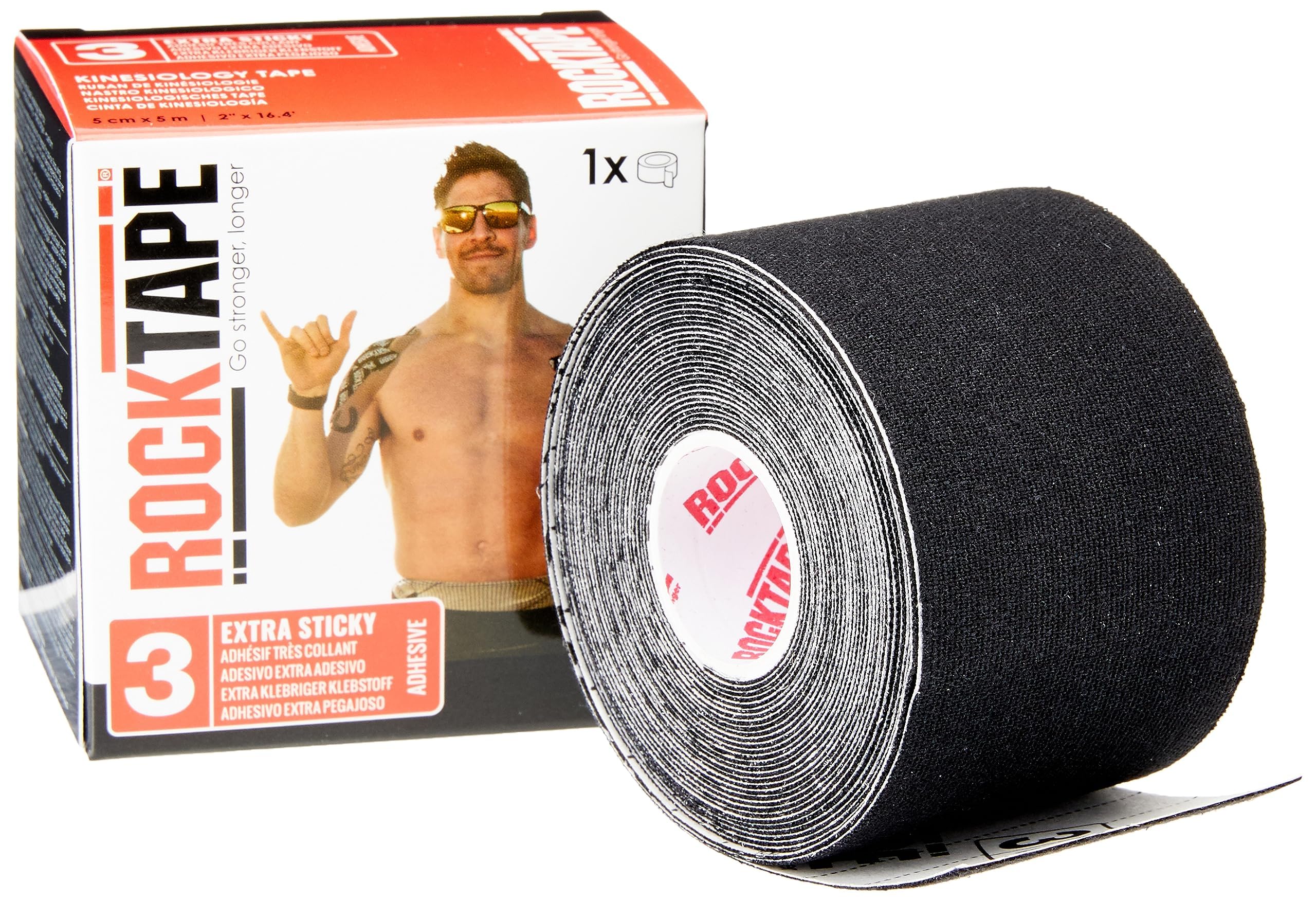 RockTape 2-Inch Extra Sticky Kinesiology Tape for Sports & Recovery - Waterproof Athletic Tape for Pain Relief, Muscle Support & Injury Prevention - Ideal for Athletes, Runners & Physical Therapy