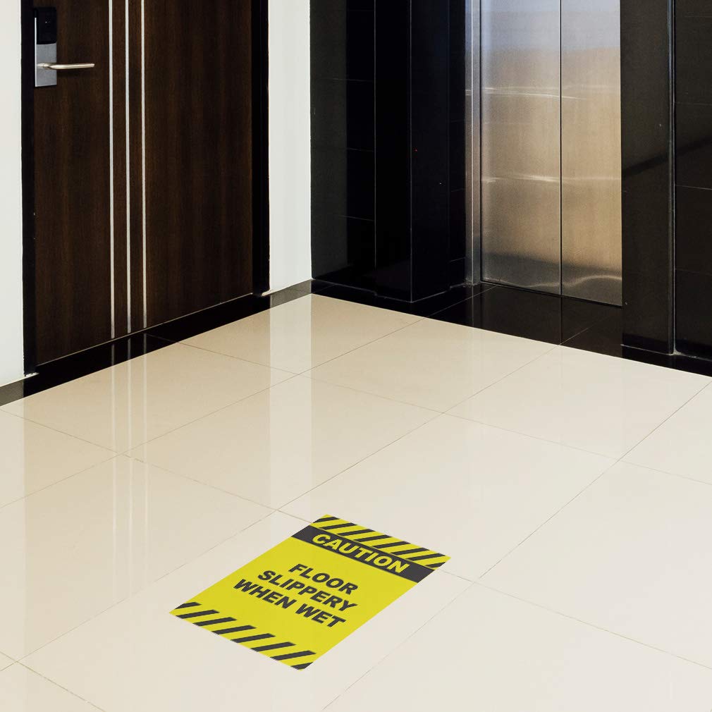 Anti-Slip Floor Caution Decals - Yellow Wet Floor Warning Signs, 36 Inch Vertical Safety Stickers for Industrial & Home Use - Perfect for Bathrooms, Kitchens and Workplaces
