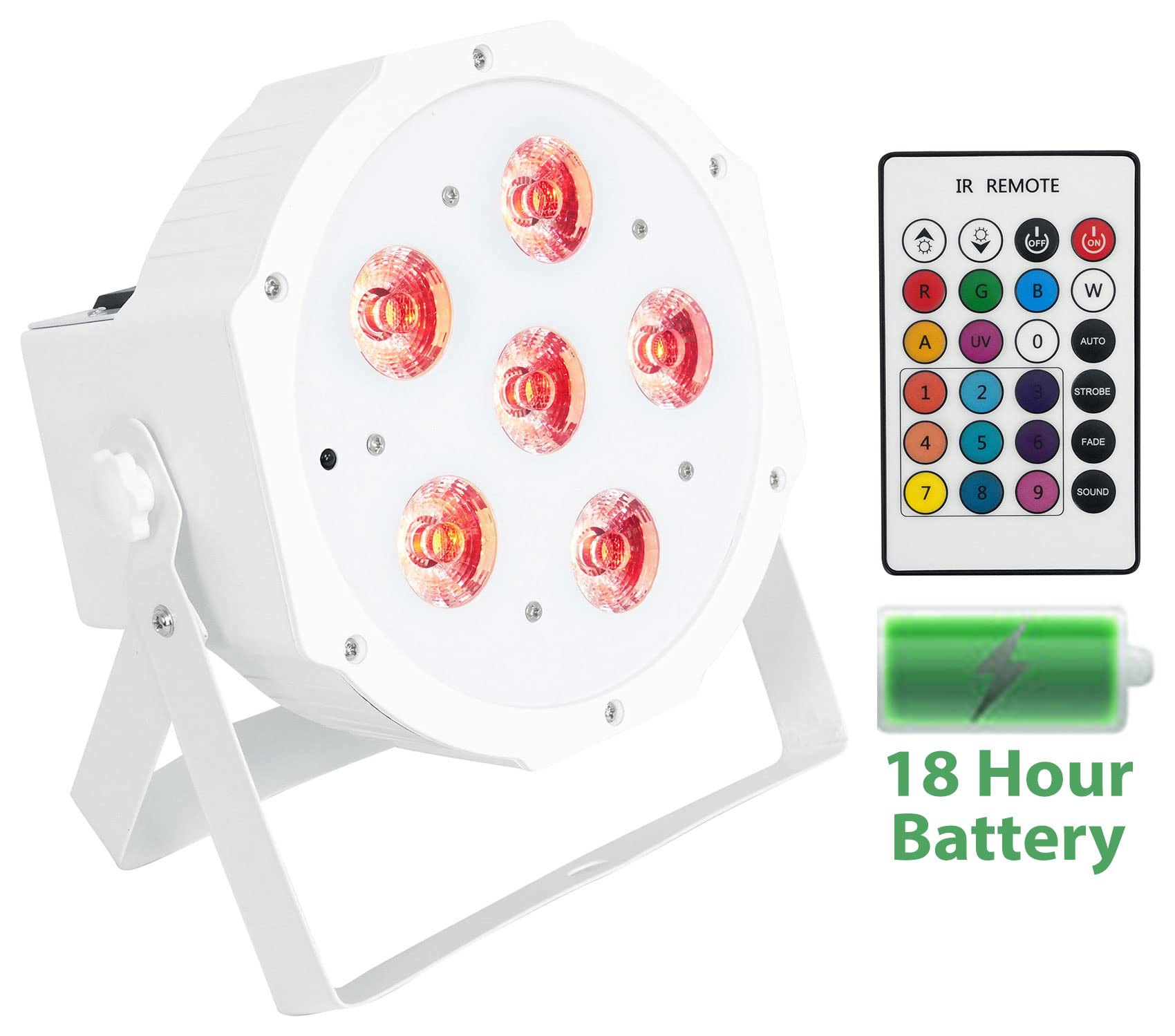 Rockville Rechargeable PAR 61 RGBWA+UV DMX DJ Lights with Remote Control & Carry Bag - Professional Stage Lighting for Concerts, Clubs, and Events (2-Pack)