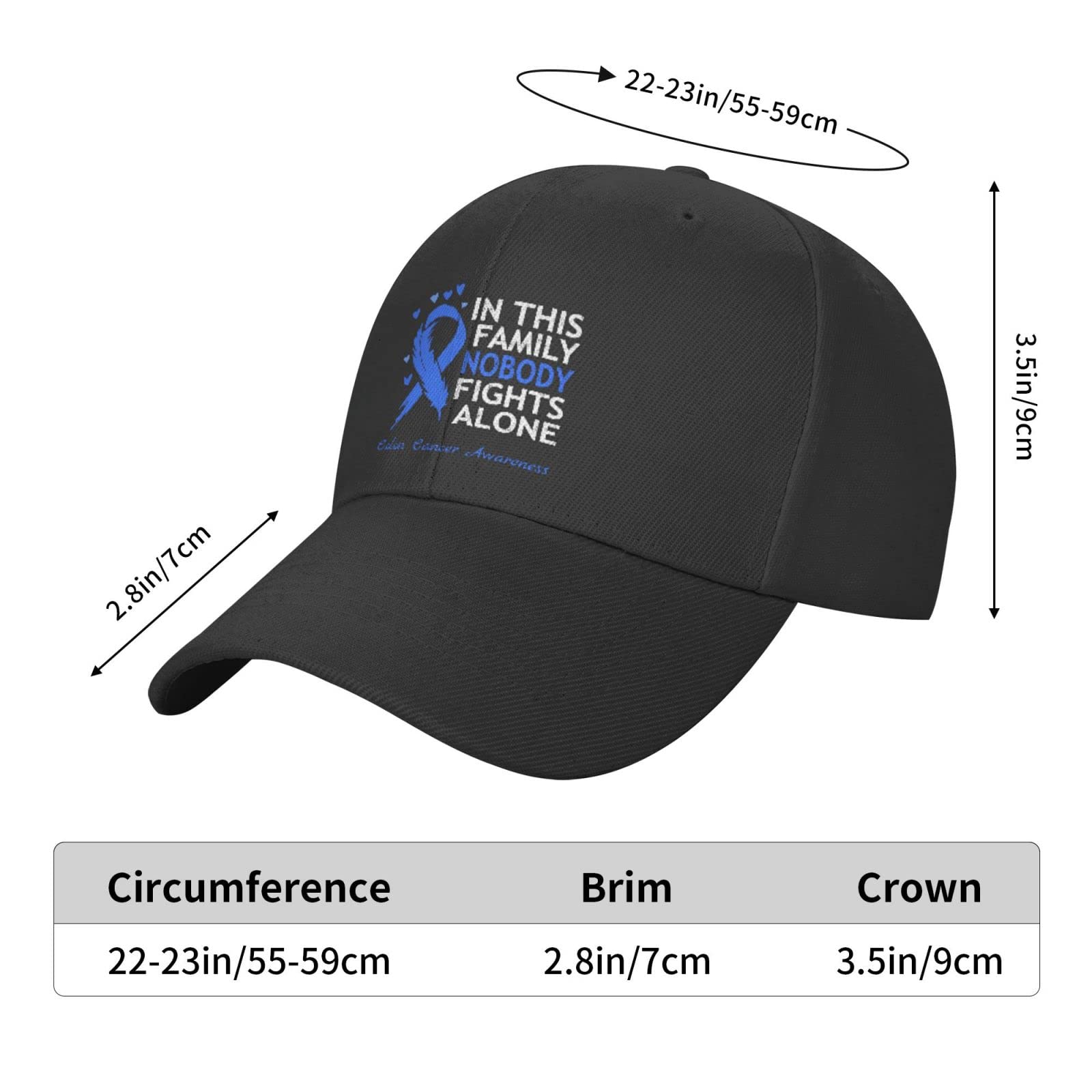 Fight Together Colon Cancer Awareness Baseball Cap - Adjustable Dad Hat for Men & Women - Supportive Headwear for Cancer Survivors & Caregivers