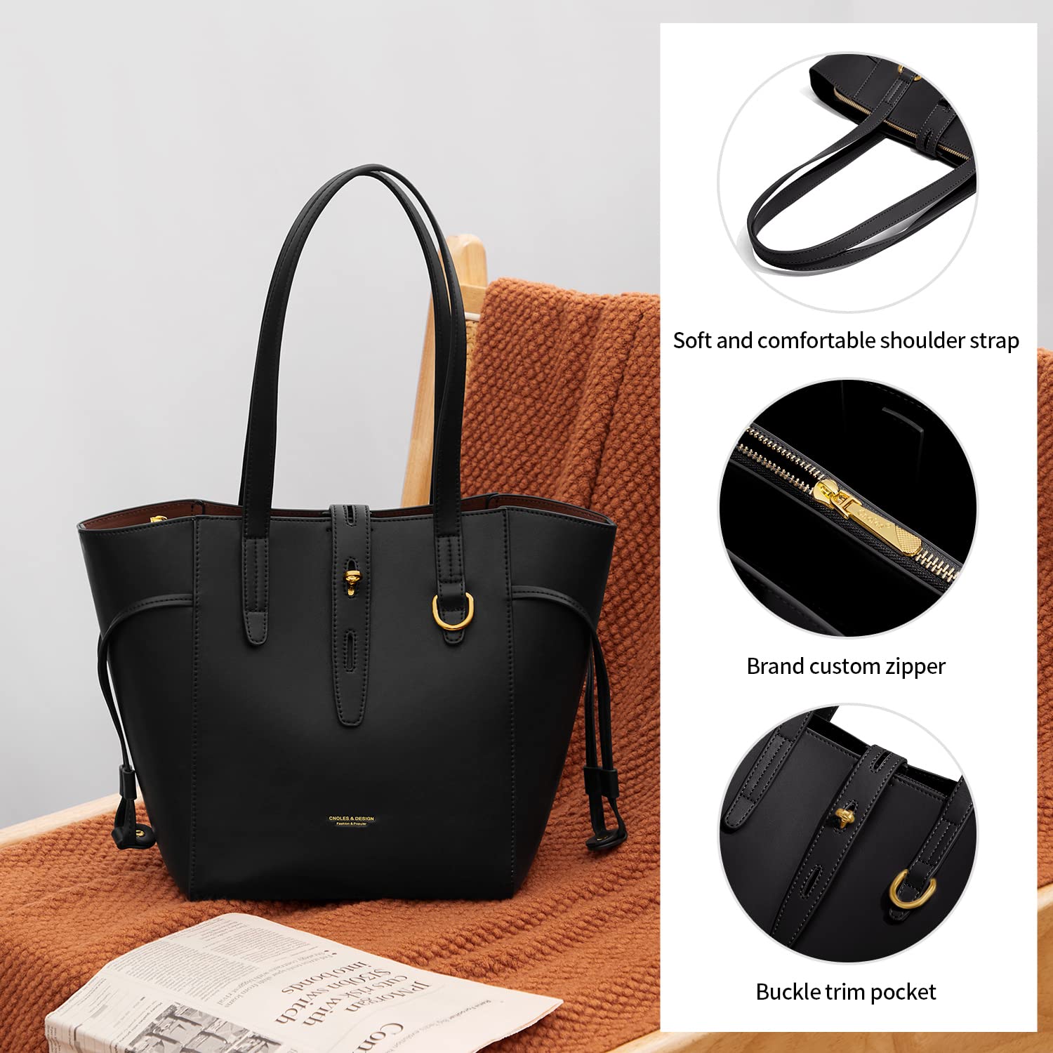 Stylish Cnoles Women's Leather Handbags - Tote, Shoulder, Crossbody & Satchel Purse for Everyday Use | Perfect for Work, Travel & Casual Outings