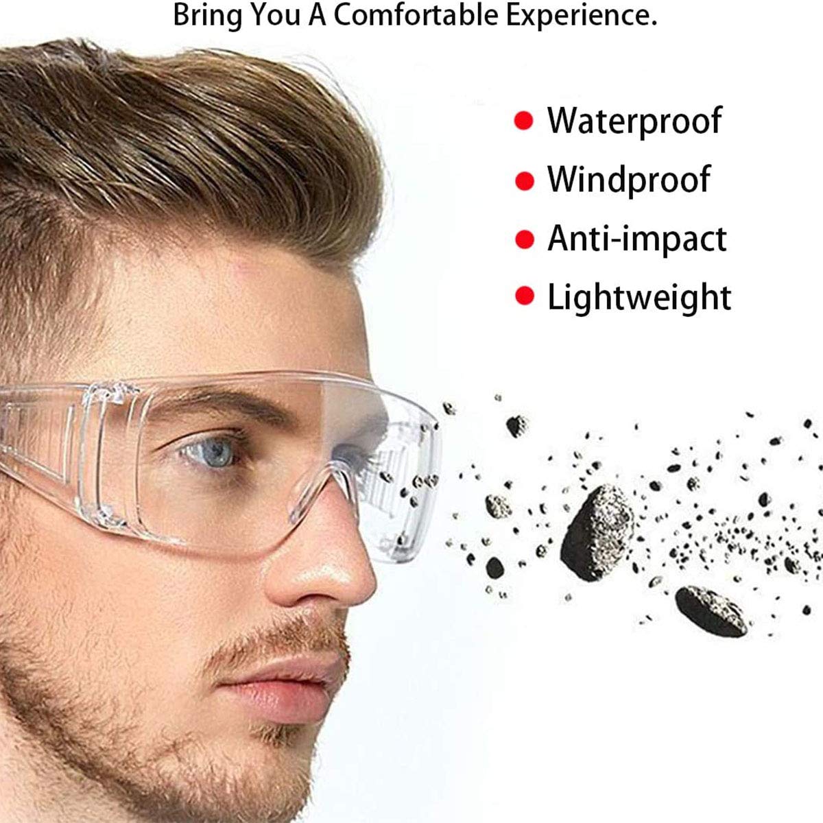FreeMascot Anti-Fog & Splash Proof Safety Glasses - Clear Lens Protective Eyewear for Construction, Lab Work, Woodworking & DIY Projects - OSHA Approved Eye Protection for Men & Women