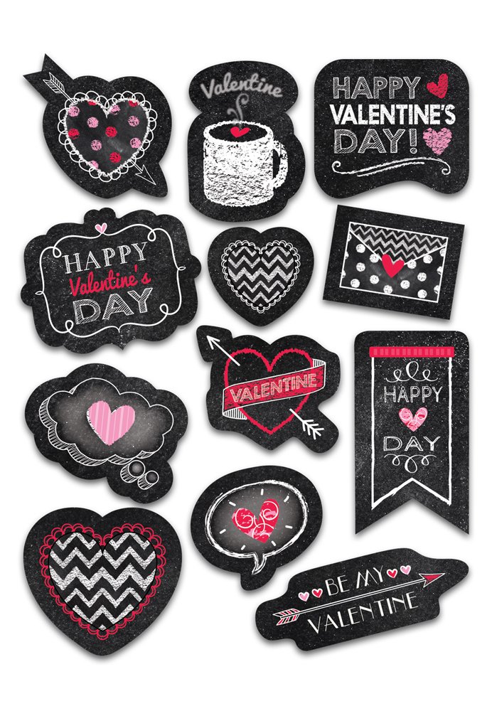 Creative Teaching Press Chalk Valentine's Day Stickers (4049) - Heart-Shaped Classroom Decor for Teachers, DIY Scrapbooking & Love Notes