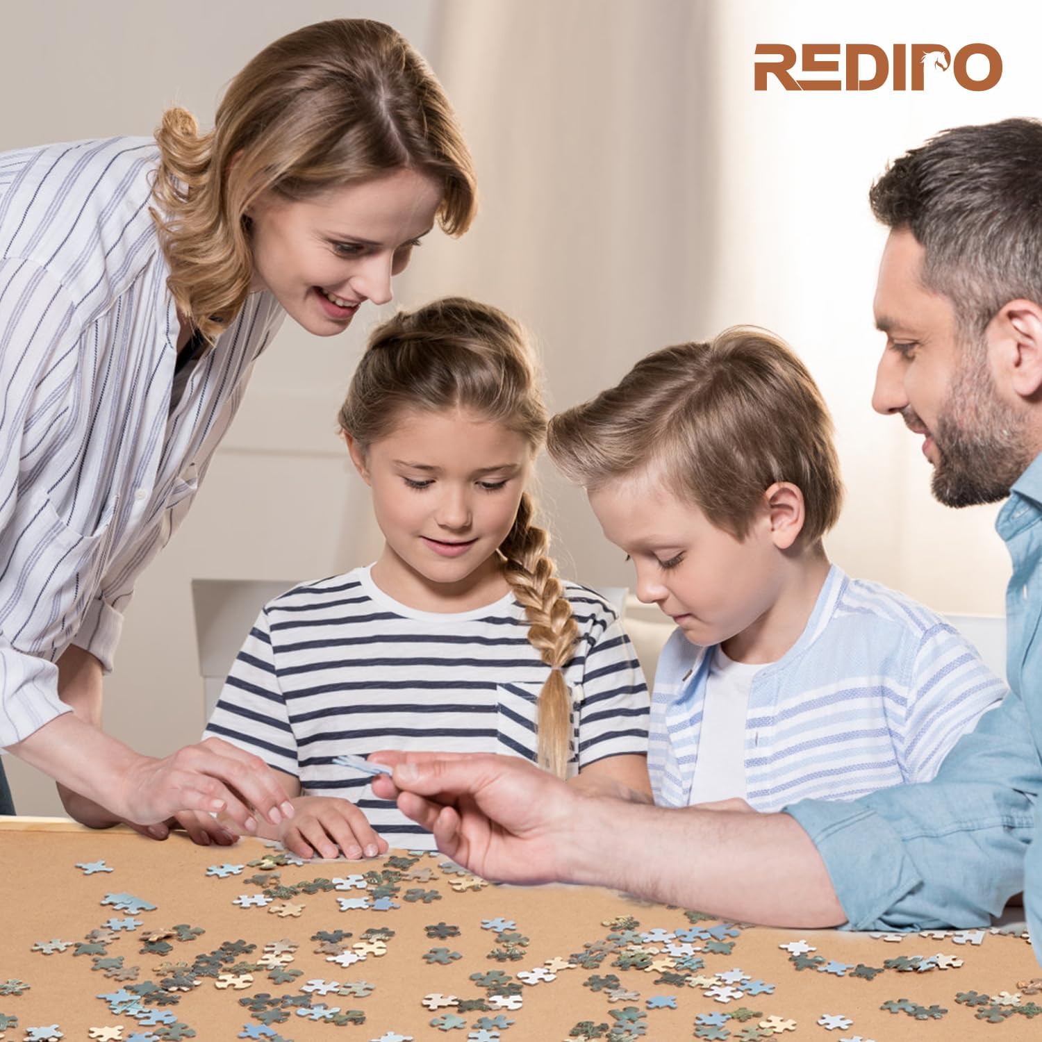 1500-Piece Wooden Puzzle Board with 4 Drawers - 36