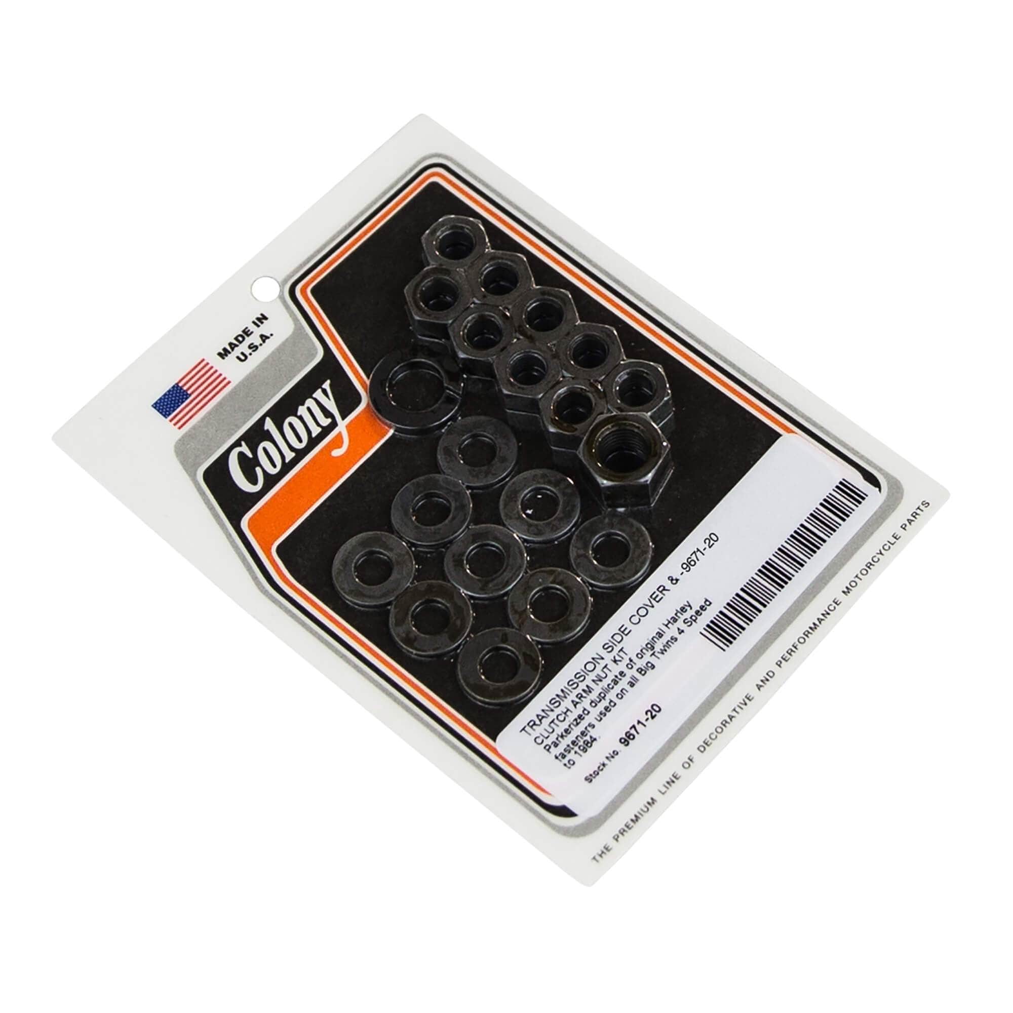 20pc Transmission Side Cover & Clutch Arm Nut Kit for Pre-1984 Harley Davidson 4-Speed Motorcycles - Parkerized Finish for Durability - Perfect for Restoration & Maintenance Projects