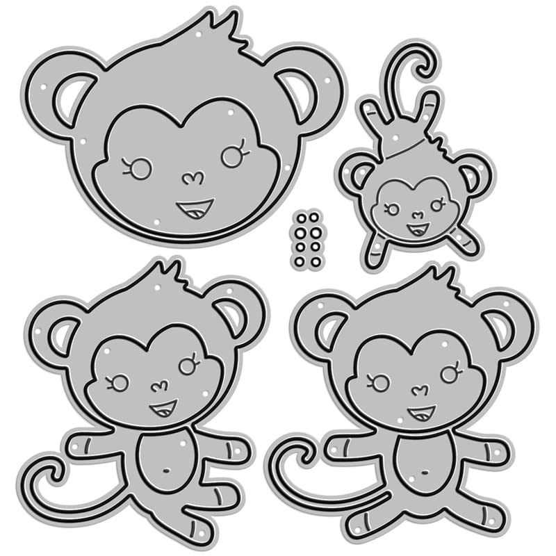 Monkey Baby Animal Metal Paper Cutting Dies & Stencils for DIY Scrapbooking, Photo Albums, Card Making - Embossing Craft Supplies for Handmade Greeting Cards & Home Decor (V733)