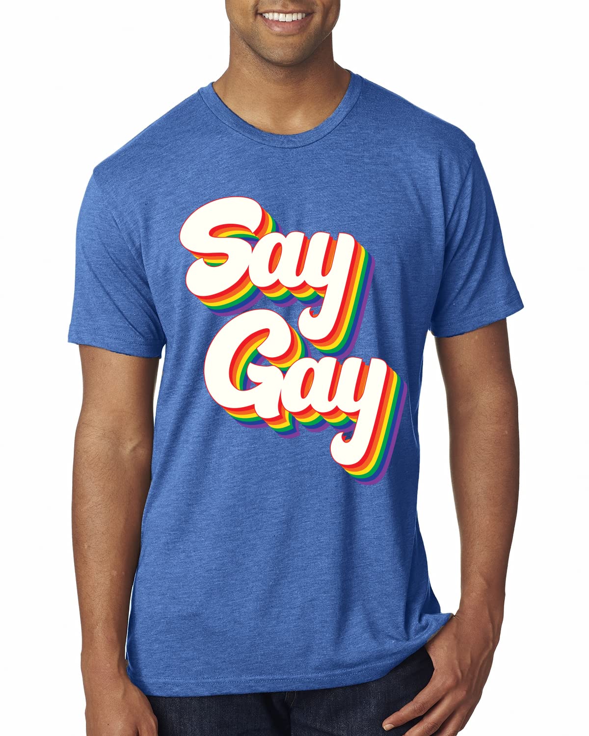 Retro Vintage Rainbow LGBT Pride Men's Premium Tri-Blend T-Shirt - Gay Rights Equality Shirt for Pride Parades & LGBTQ+ Events