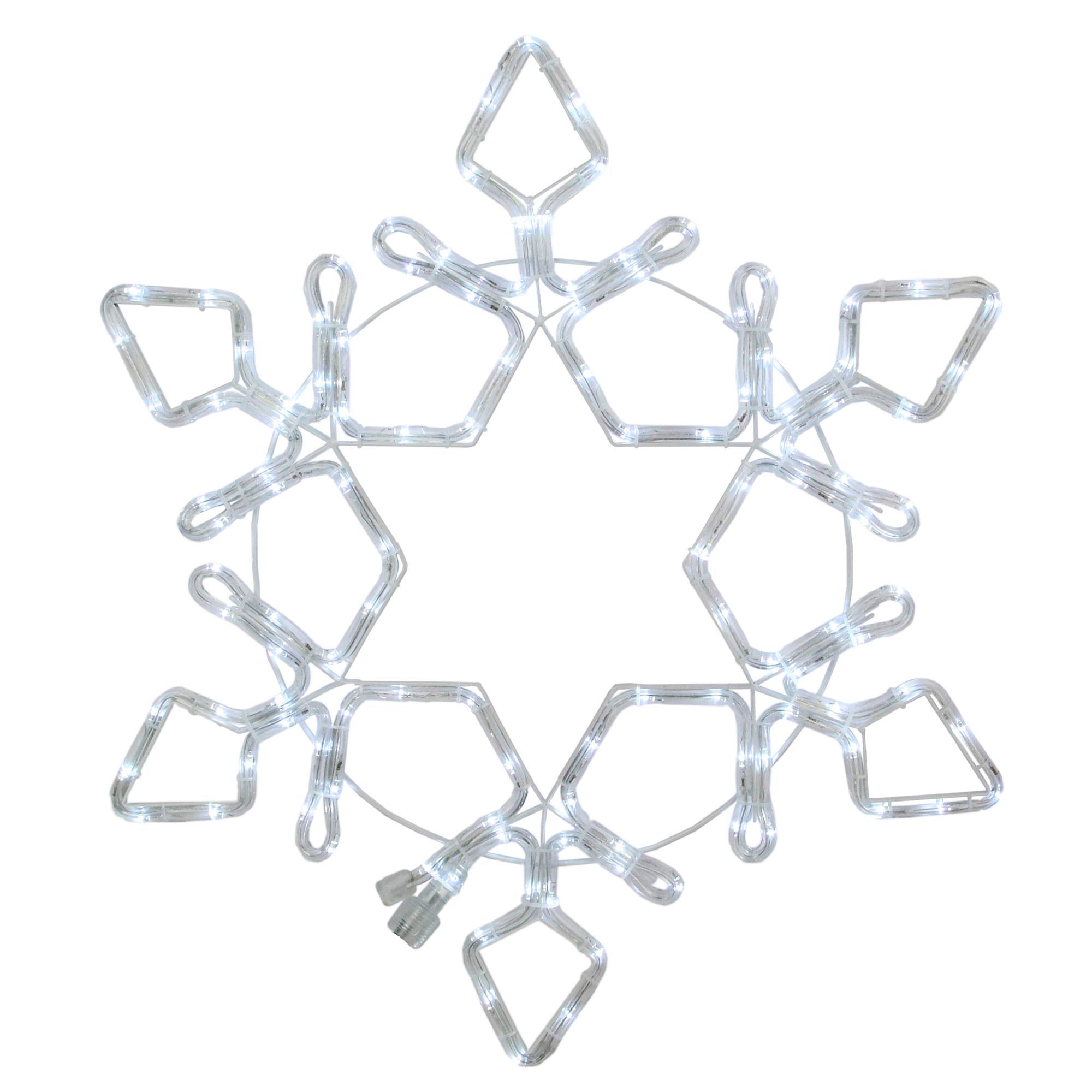 3ft LED Rope Light Snowflake Christmas Decorations - Pure White Outdoor/Indoor Holiday Lights for Home, Party & Commercial Use