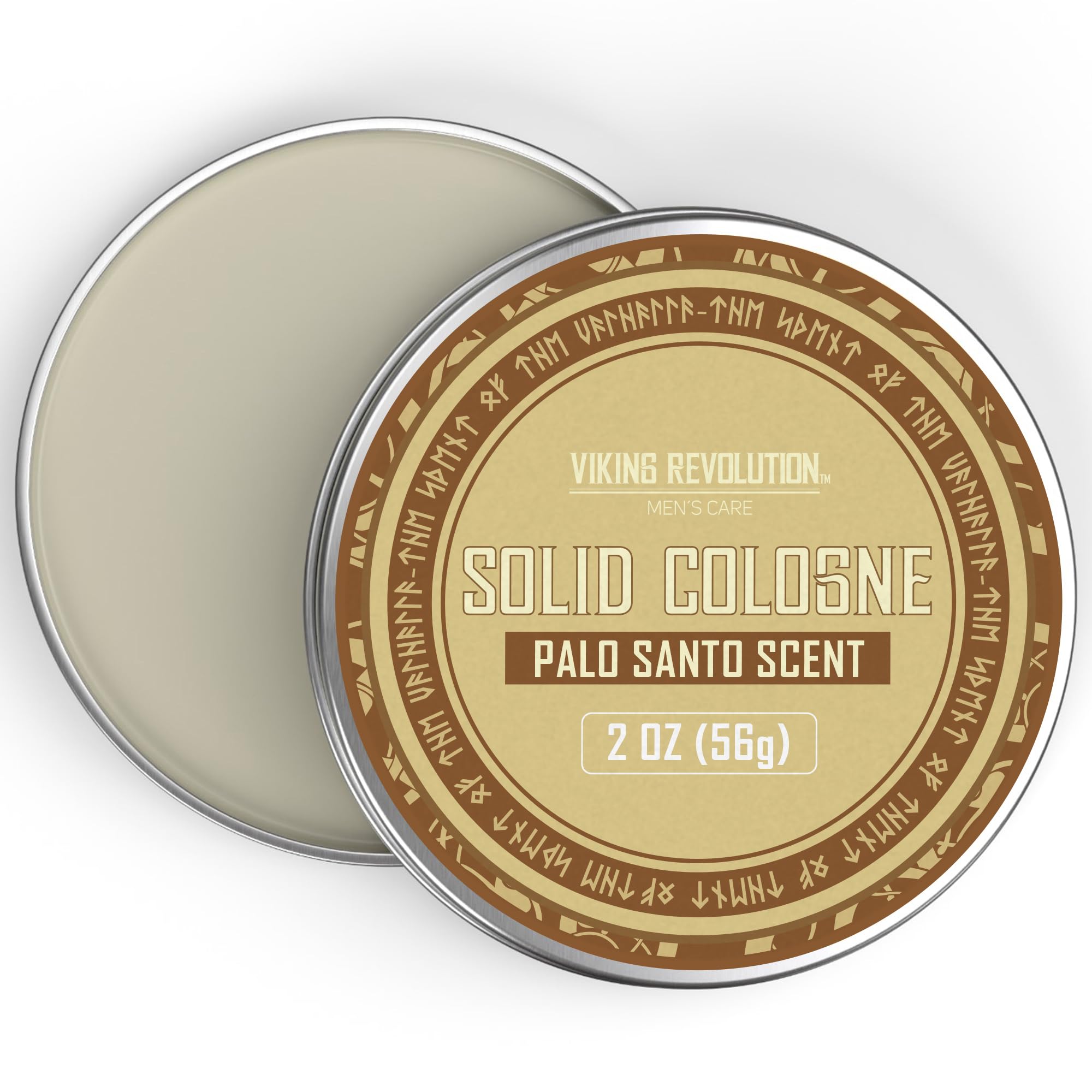 Viking Revolution Palo Santo Solid Cologne for Men - 2 Oz Travel-Friendly Cologne Balm with Natural Palo Santo Scent - Perfect for Daily Use, Gym, Office & Travel (1 Pack)
