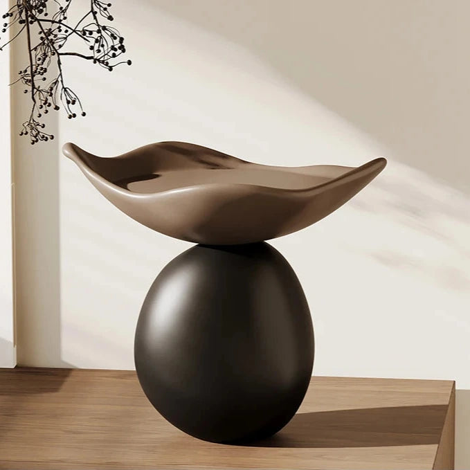 Stylish Balance Form Decorative Bowl - Handcrafted Ceramic Fruit Serving Bowl for Dining Table Centerpiece, Kitchen Counter Decor, and Gift Giving