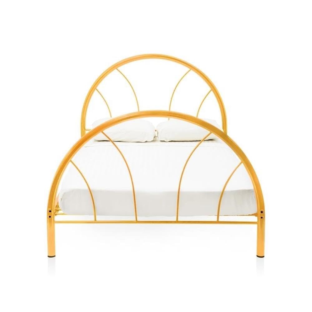 Roseberry Kids Modern Non-Recycled Steel Metal Platform Full Bed Frame - Orange Color Sturdy Durable Design for Children's Bedroom, Playroom or Guest Room