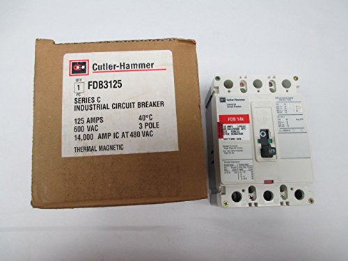 Eaton Cutler-Hammer FDB3125 14k Series C Circuit Breaker - 14kA Interrupting Capacity, 120/240V AC, 1-3 Pole - Ideal for Residential & Commercial Electrical Panels