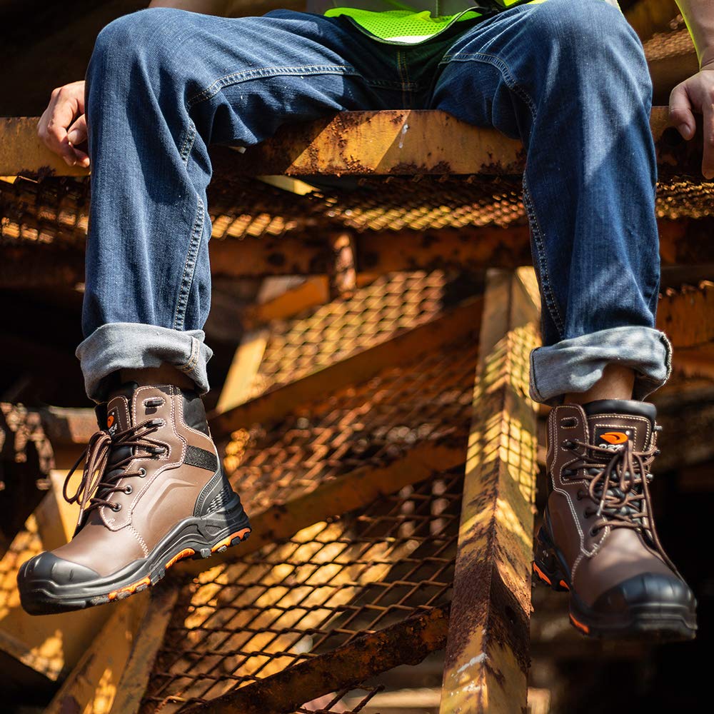 DRKA Men's Winter Boots - Waterproof Leather Hiking Boots for Outdoor & Work | Slip Resistant, Comfortable & Durable for Snow, Hiking & Construction