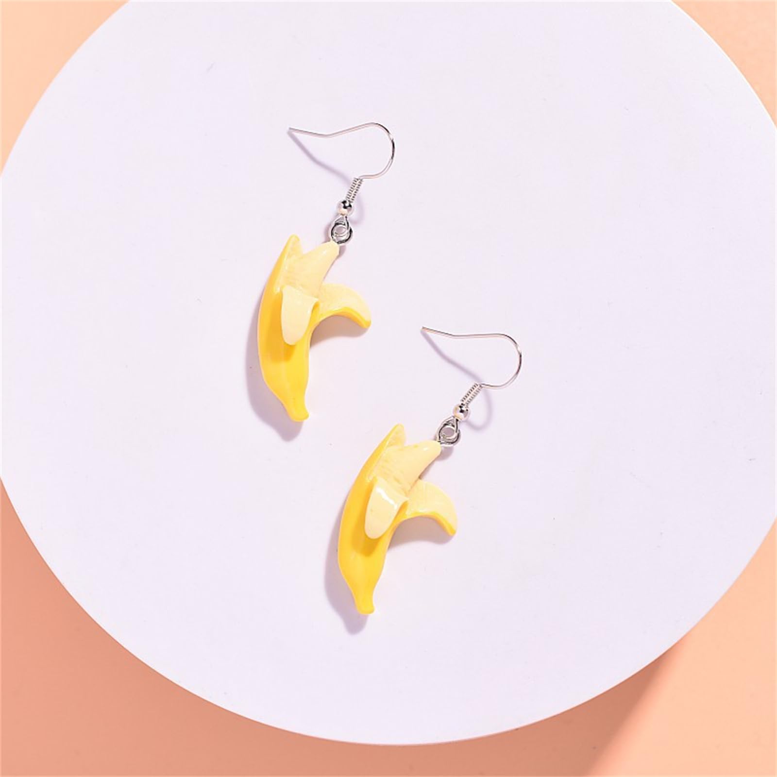 Stylish Resin Banana Dangle Earrings for Women - Fashionable Cute Lifelike Peeled Fruit Design, Bohemian Yellow Food Jewelry | Perfect for Summer Outfits, Beach Vacations & Tropical Themed Parties