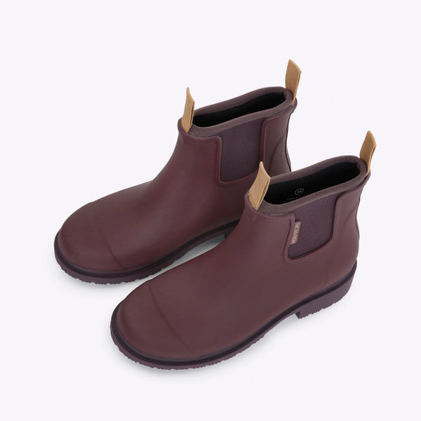 Merry People Dark Cherry Bobbi Rain Boots - Waterproof Women's Chelsea Boots for Walking, Gardening & Outdoor Adventures