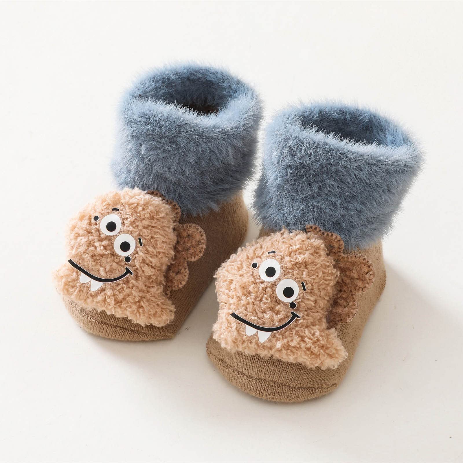 **Adorable Cartoon Baby Socks for Boys & Girls - Non-Slip Plush Warm Toddler Socks for Indoor Play & Crawling**