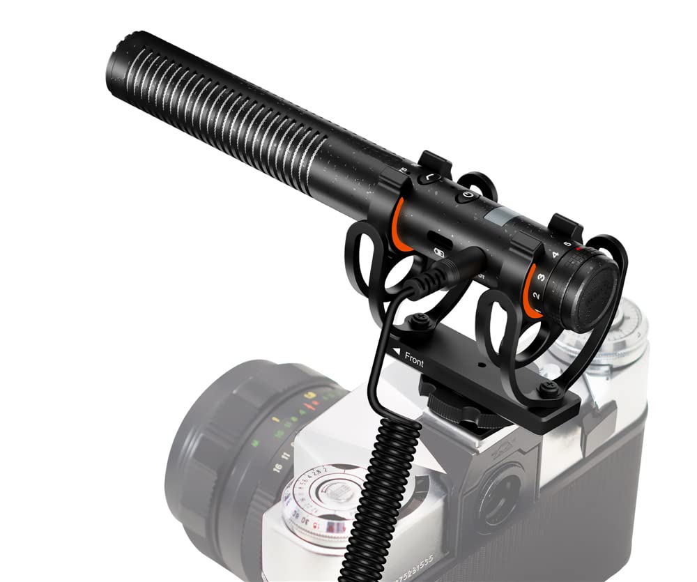 Professional Digital NC Advanced Super Cardioid Microphone - Stereo/Shotgun Mic for DSLR, Camcorders & Video Recording (Includes Dead Cat Wind Muff) - Perfect for Vlogging, Interviews & Outdoor Filming