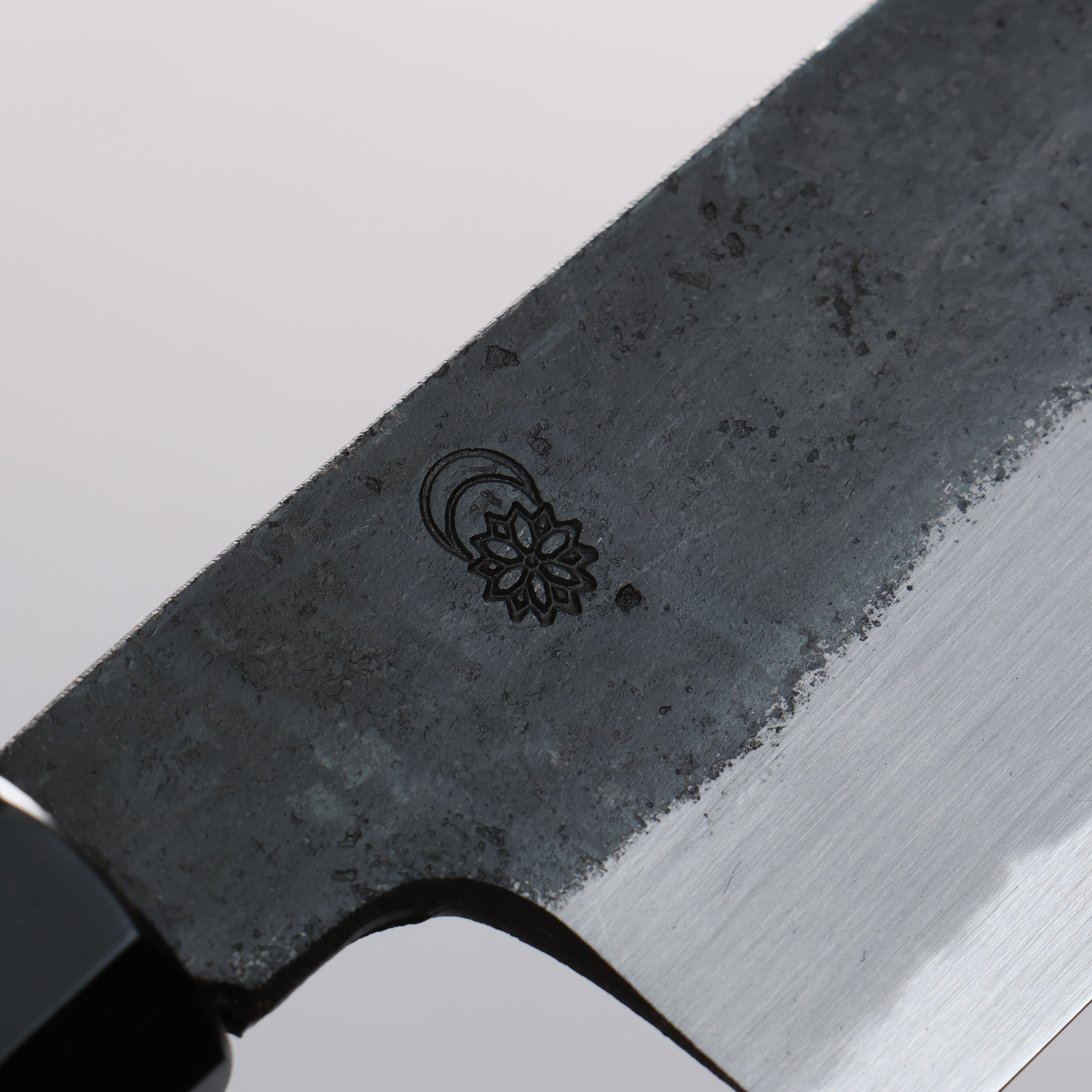 Premium Kikuzuki White Steel No.2 Black Santoku Knife 180mm with Magnolia Wood Handle - Japanese Kitchen Knife for Slicing, Dicing & Chopping Vegetables, Meat & Fish