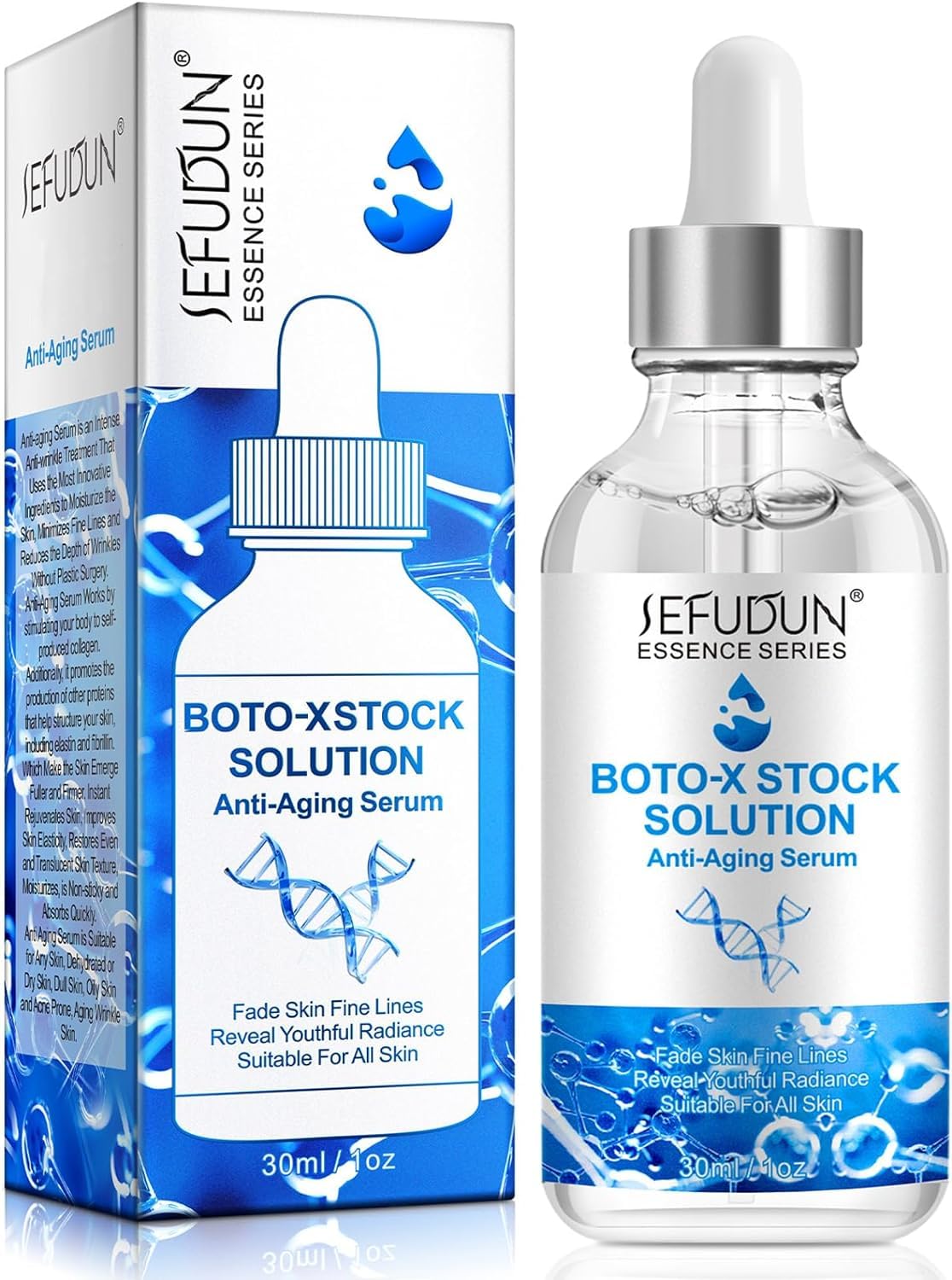 Botox Stock Anti-Aging Facial Serum 1 Fl Oz - Instant Face Tightening, Reduces Fine Lines & Wrinkles, Boosts Collagen, Hydrates & Plumps Skin - Perfect for Daily Skincare Routine & Nighttime Rejuvenation