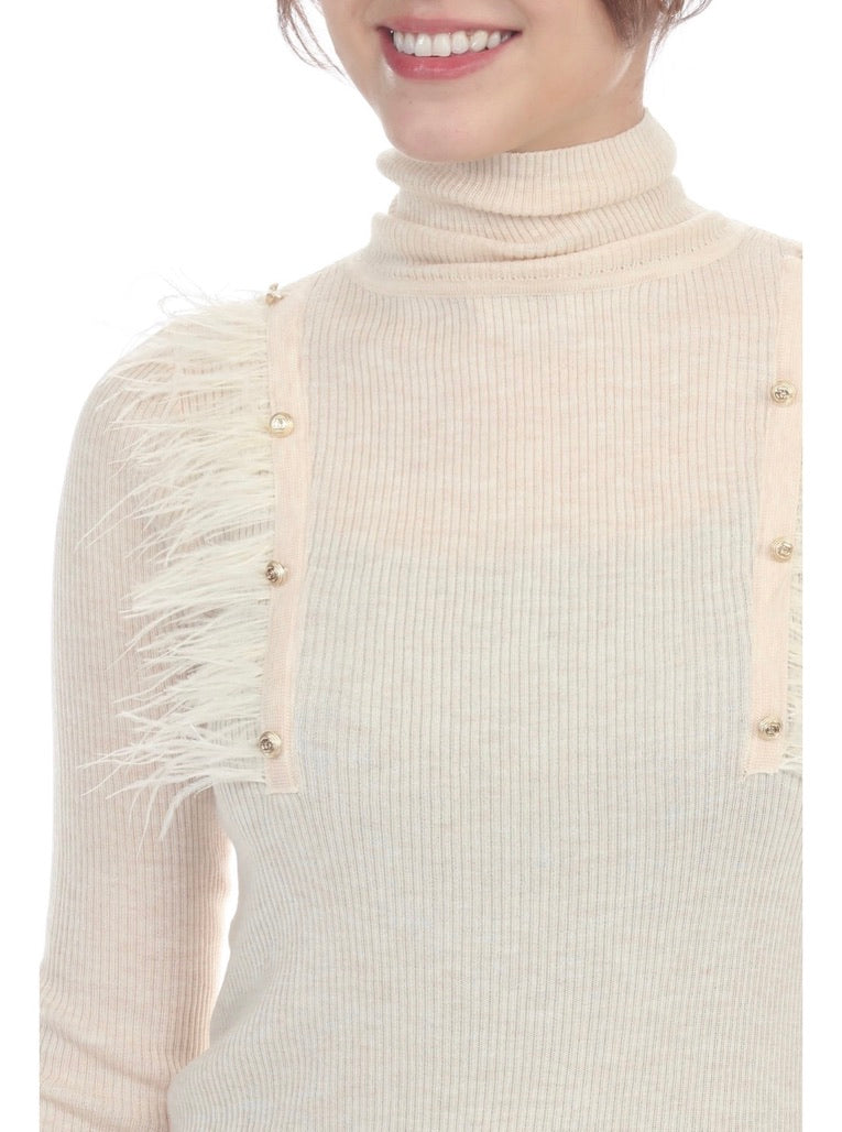 Ivory Mia Long Sleeve Turtleneck Sweater for Women | Soft Winter Knit Top | Perfect for Office, Date Night & Casual Outfits