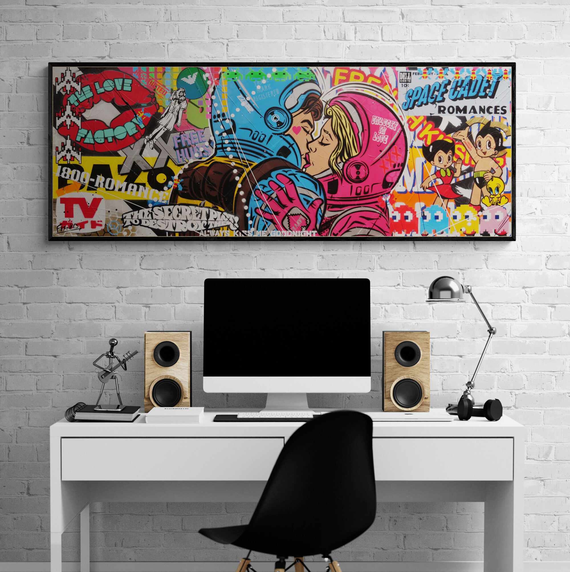 Romancing Cadets 160cm x 60cm Textured Urban Pop Art Canvas Painting - Modern Wall Decor for Living Room, Bedroom & Office