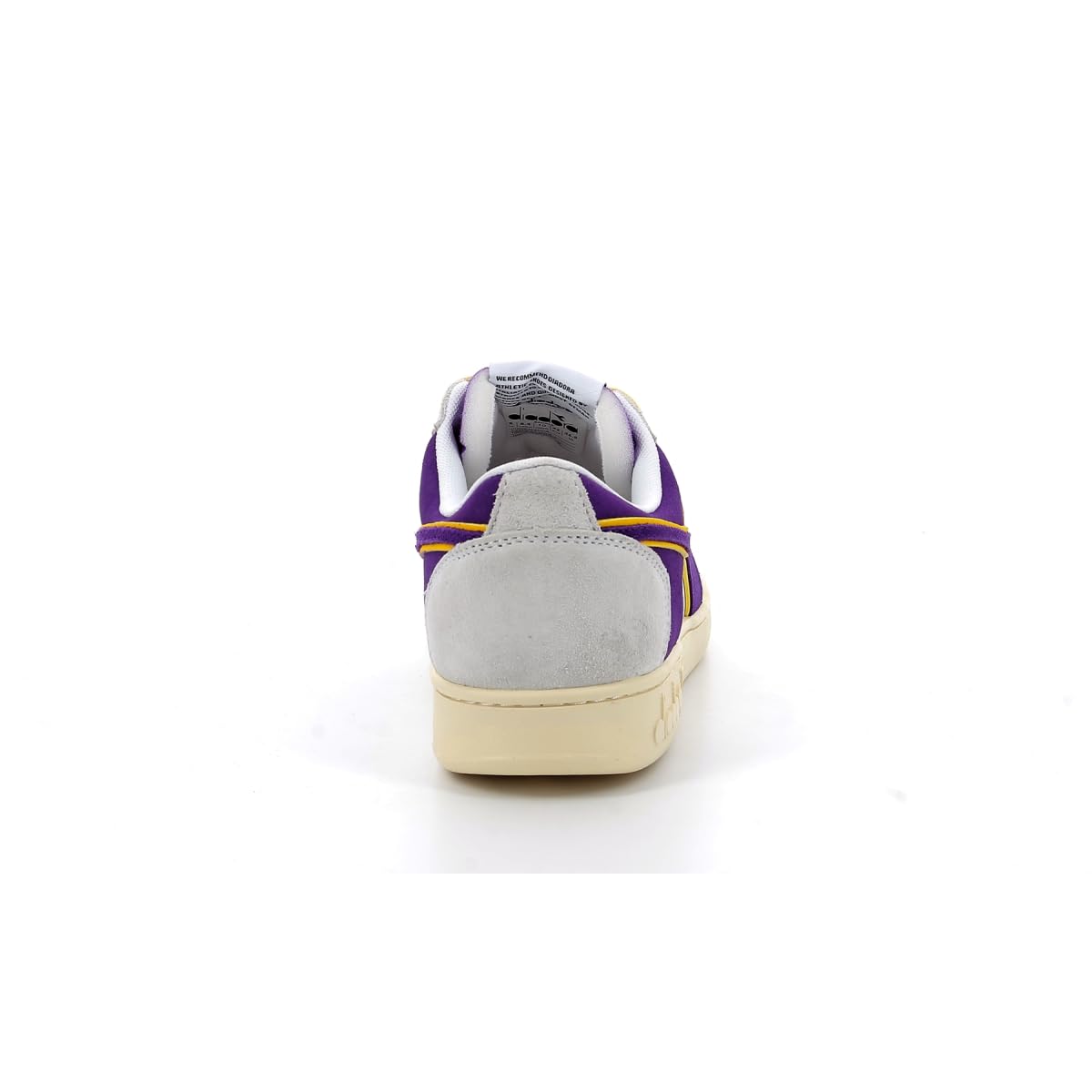 Diadora Unisex Magic Basket Low Suede Leather Sneakers - White/Deep Lavender Purple, Size 4 UK - Comfortable Gym & Casual Shoes for Workouts and Everyday Wear