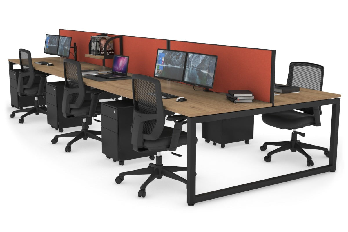 Quadro Loop Legs 6-Person Office Workstation Desk - 1800L x 800W with Cable Management | Modern Collaborative Workspace Solution for Team Projects & Open Office Layouts