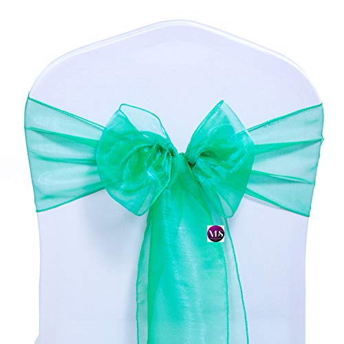 175 Pack Green Organza Chair Sashes & Bows - Elegant Wedding, Banquet, Party Decorations - Perfect for Chair Decor, Table Settings, and Event Styling