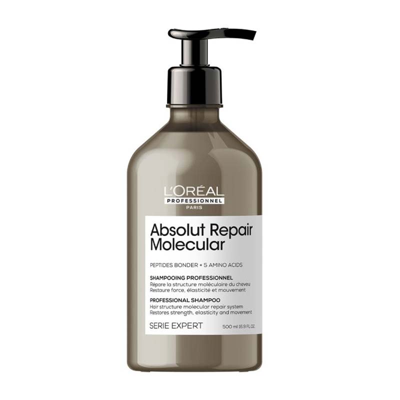 L'Oréal Professionnel Absolut Repair Molecular Repairing Shampoo for Damaged Hair - Deep Conditioning Treatment for Dry, Brittle Hair - Salon Quality Hair Care for Home Use