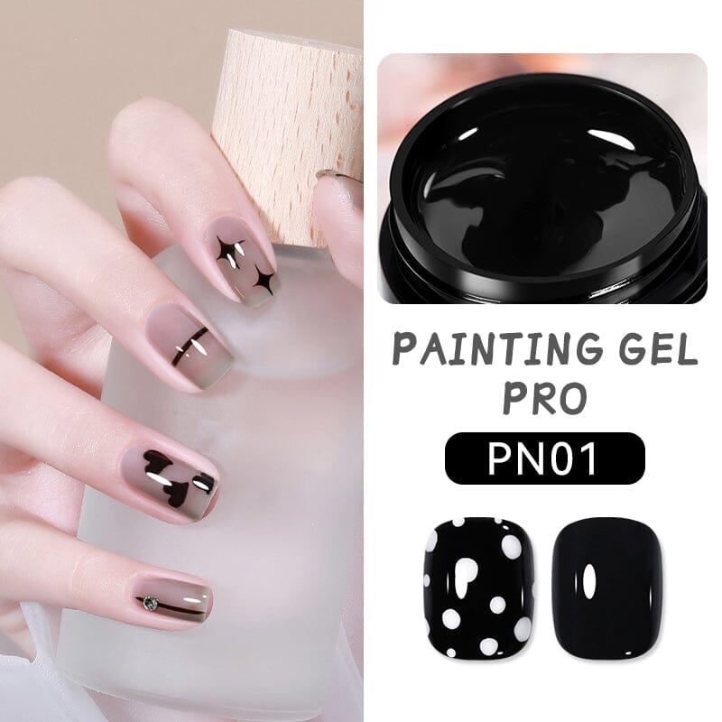 Black PRO Painting Nail Gel 5ml - Professional UV/LED Nail Polish for Salon & Home Manicure - Long Lasting High Gloss Finish - Perfect for Nail Art, French Tips & DIY Nail Designs