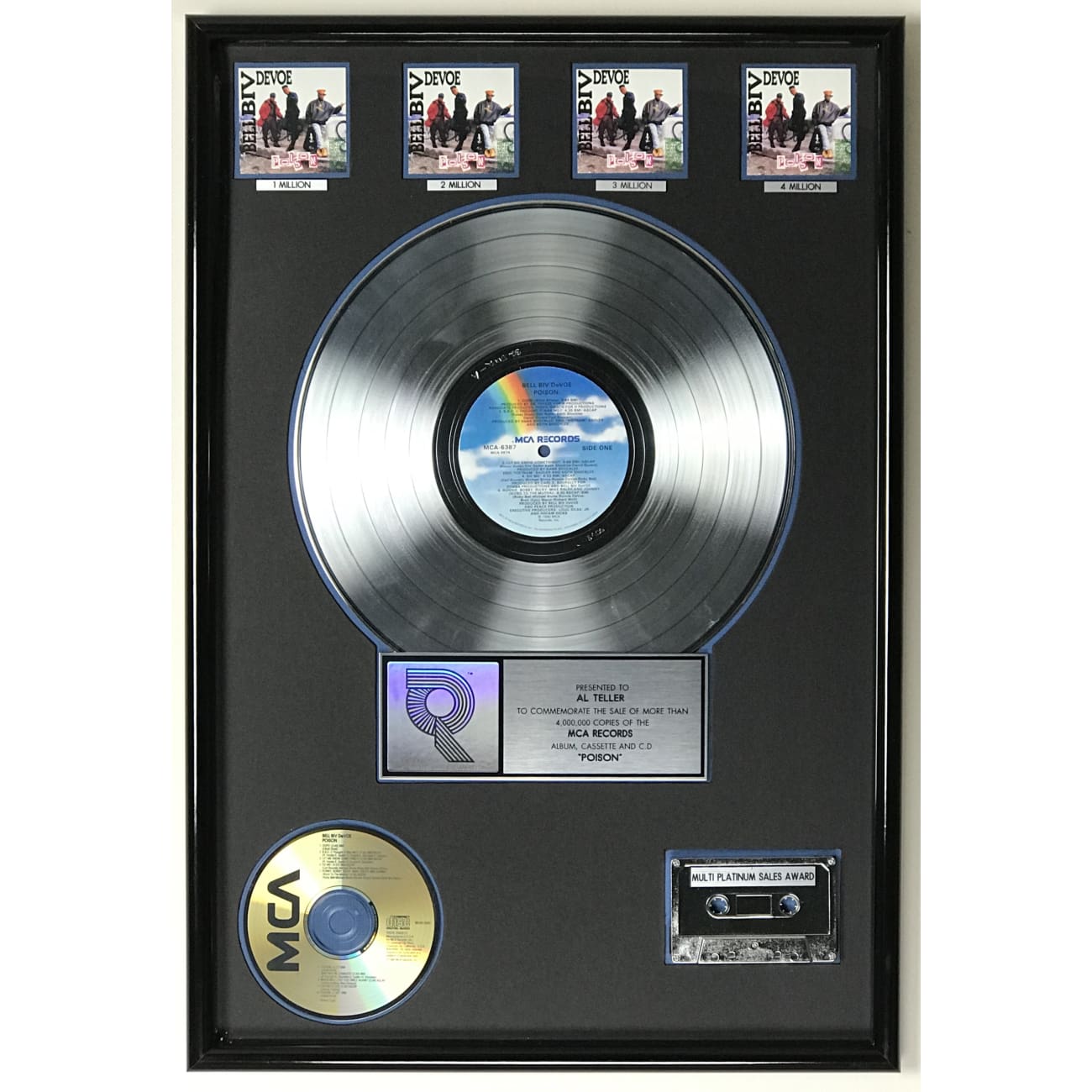 Bell Biv DeVoe Poison 4x Multi-Platinum Album Award - Certified RIAA Music Plaque - Perfect for Music Collectors, Fans & Home/Office Decor