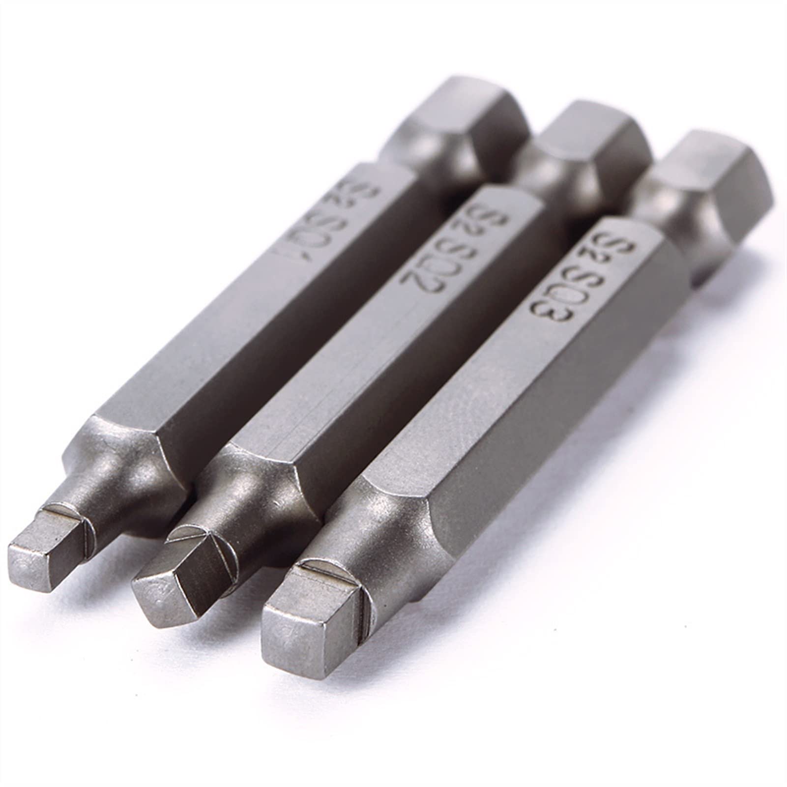 Kigauru 3-Piece Drill Bit Set - 50mm (1/4 Inch) Magnetic Square Head Screwdriver Bits - Power Tool Accessories for DIY Projects, Home Repairs & Professional Use