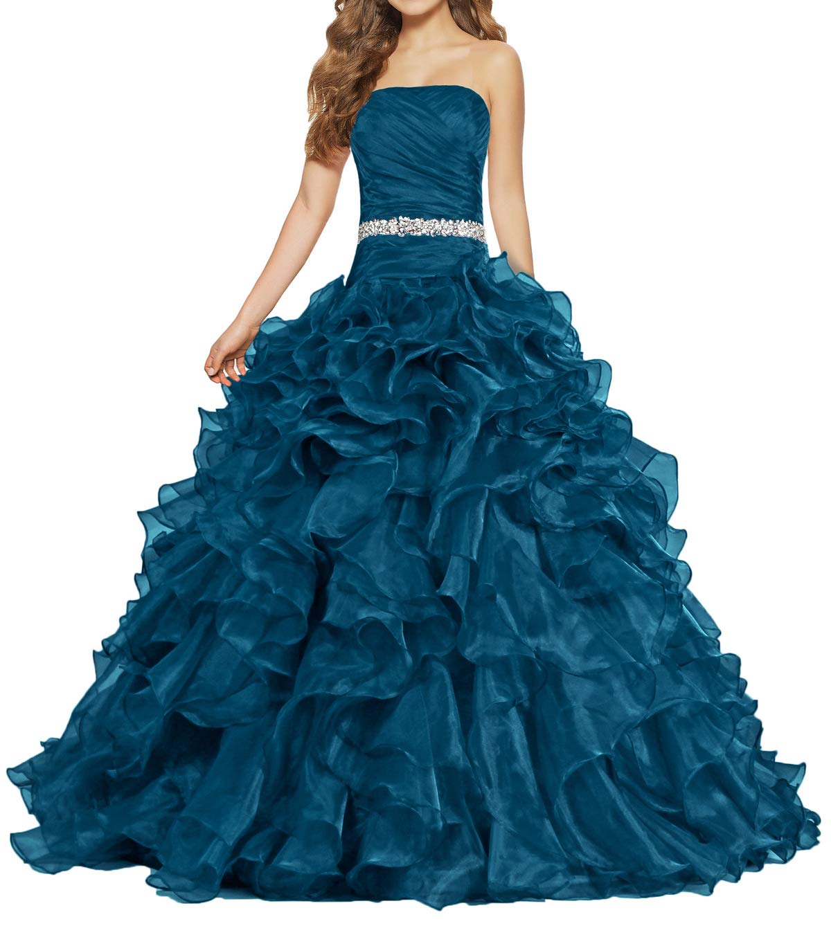 Elegant ANTS Women's Ball Gown Quinceanera Dress with Ruffles - Perfect for Prom, Sweet 16, and Formal Events
