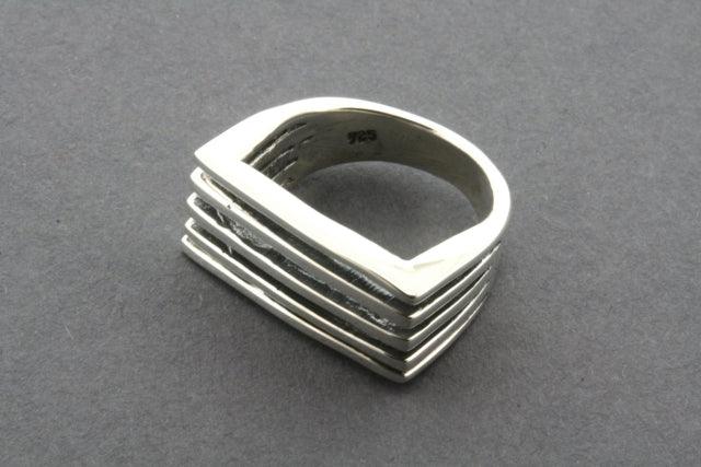 5 Section Sterling Silver Signet Ring for Men & Women - Personalized Engraved Initials - Classic Vintage Style Jewelry Gift for Wedding, Anniversary & Special Occasions