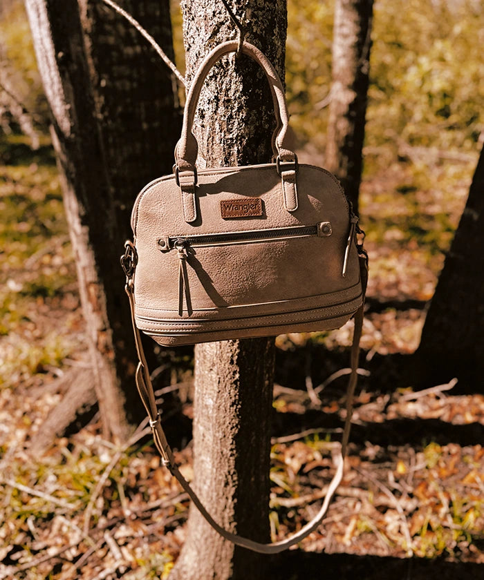 Wrangler Dome Satchel Crossbody Bag for Women & Men - Durable Leather Shoulder Bag - Perfect for Travel, Work & Everyday Use