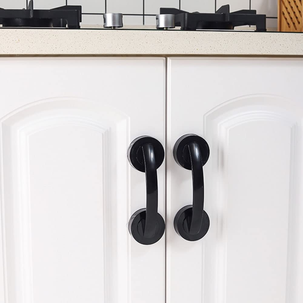 KAFENDA Large Sliding Glass Door Handle - Sticky Suction Cup for Seamless Operation - Travel-Friendly Suction Door Handle Set (Large Black) - Perfect for Hotels, Apartments, and Office Glass Doors