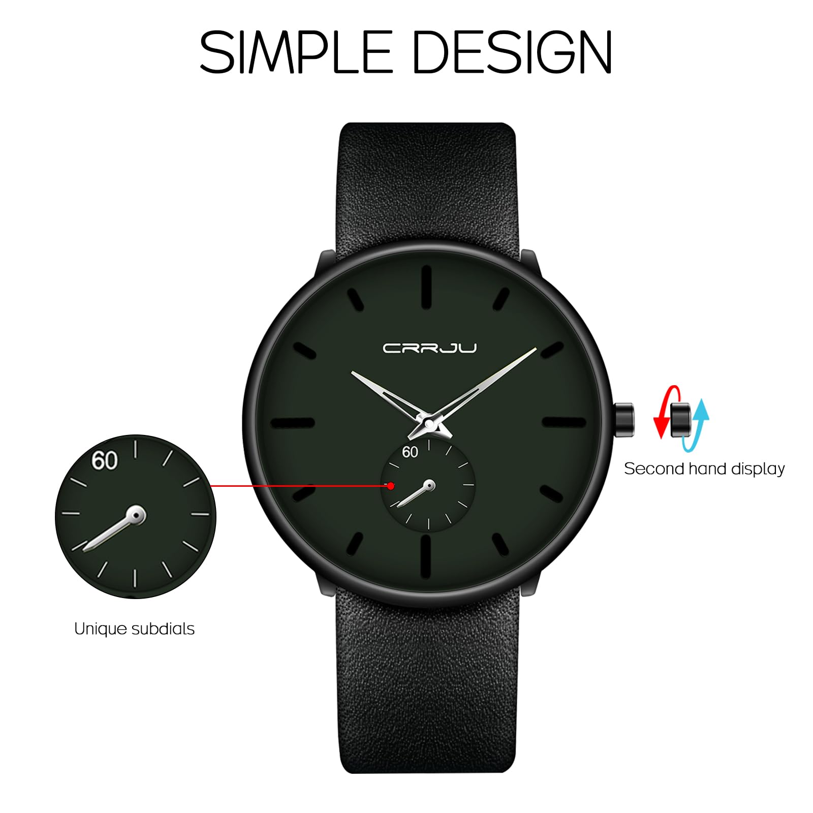 Ultra-Thin Minimalist Waterproof Men's Watch - Fashionable Leather Band Dress Wristwatch for Men & Women - Perfect for Business, Casual & Formal Occasions