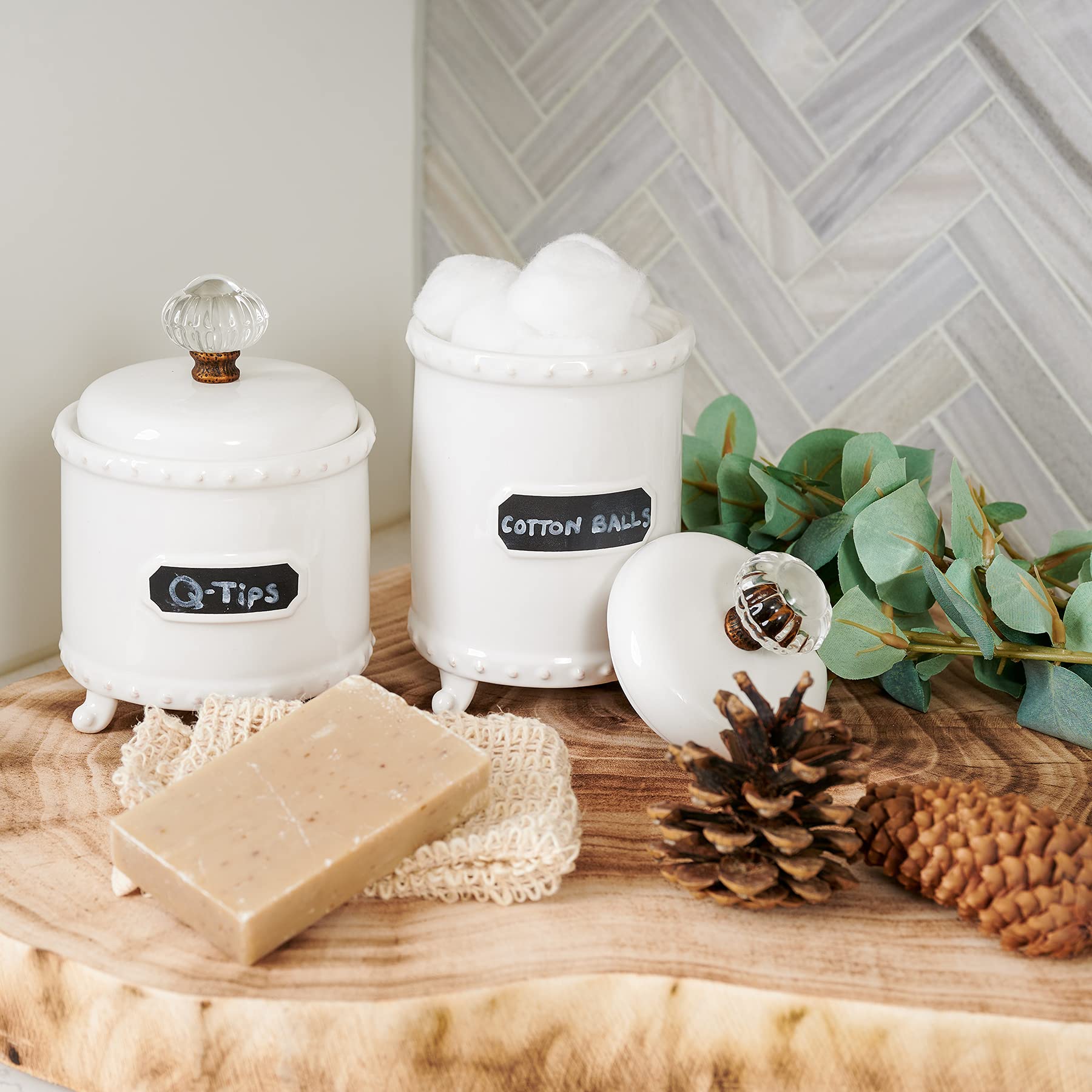 Mud Pie Soap Dish and Washcloth Set with Buffalo Design - Ceramic Soap Holder and Absorbent Cotton Cloth for Bathroom, Kitchen Sink, and Guest Room Decor
